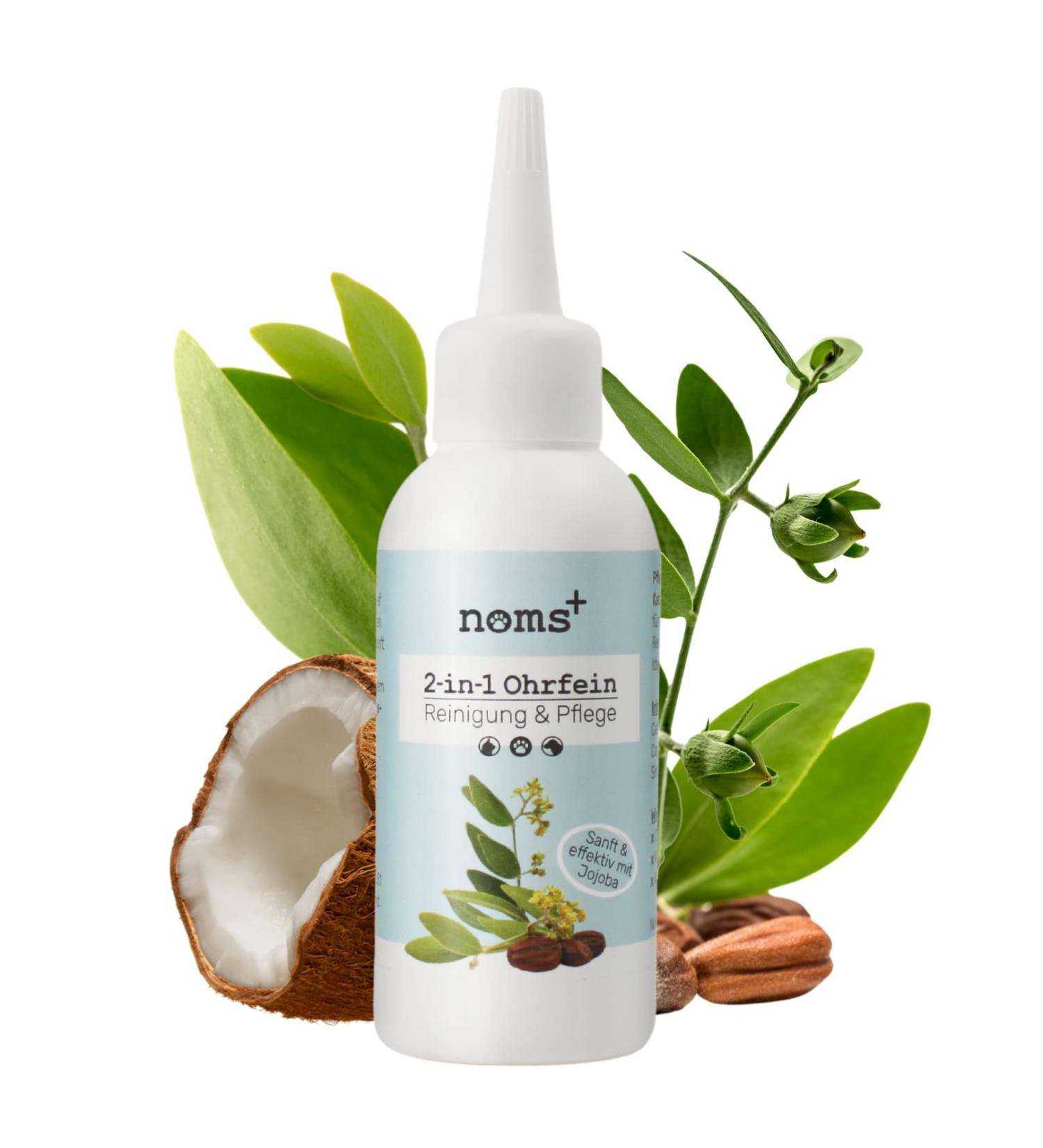 NOMS 2-in-1 Ear Cleaner for Dogs & Cats - Jojoba Oil Ear Drops for Inflammation Itches & Mites - 75ml - Buy Online on GoSupps.com