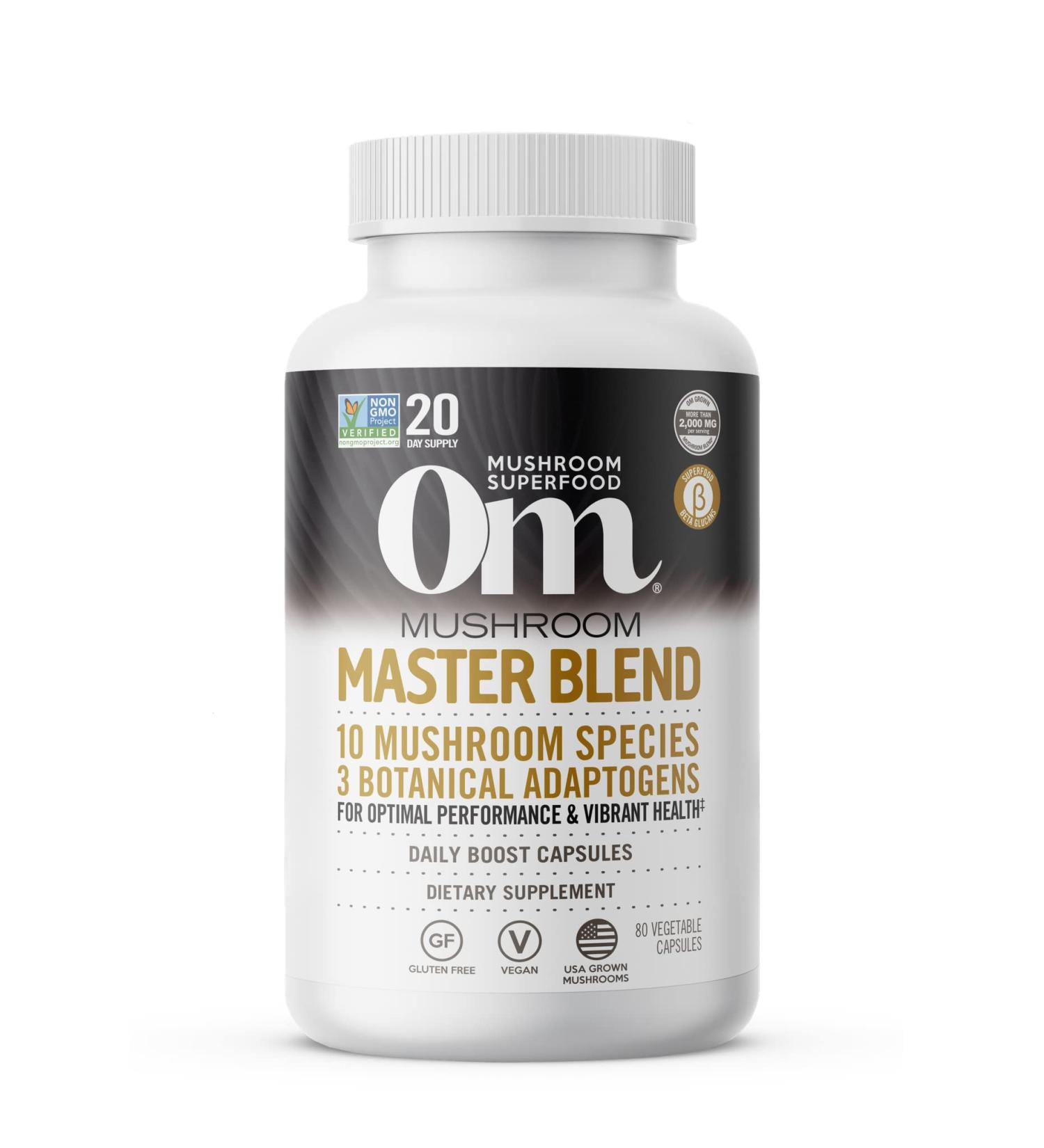 Om Mushrooms Mushroom Master Blend - 675 mg, 80 Vegetable Capsules | Immune Support & Wellness - Buy Online on GoSupps.com