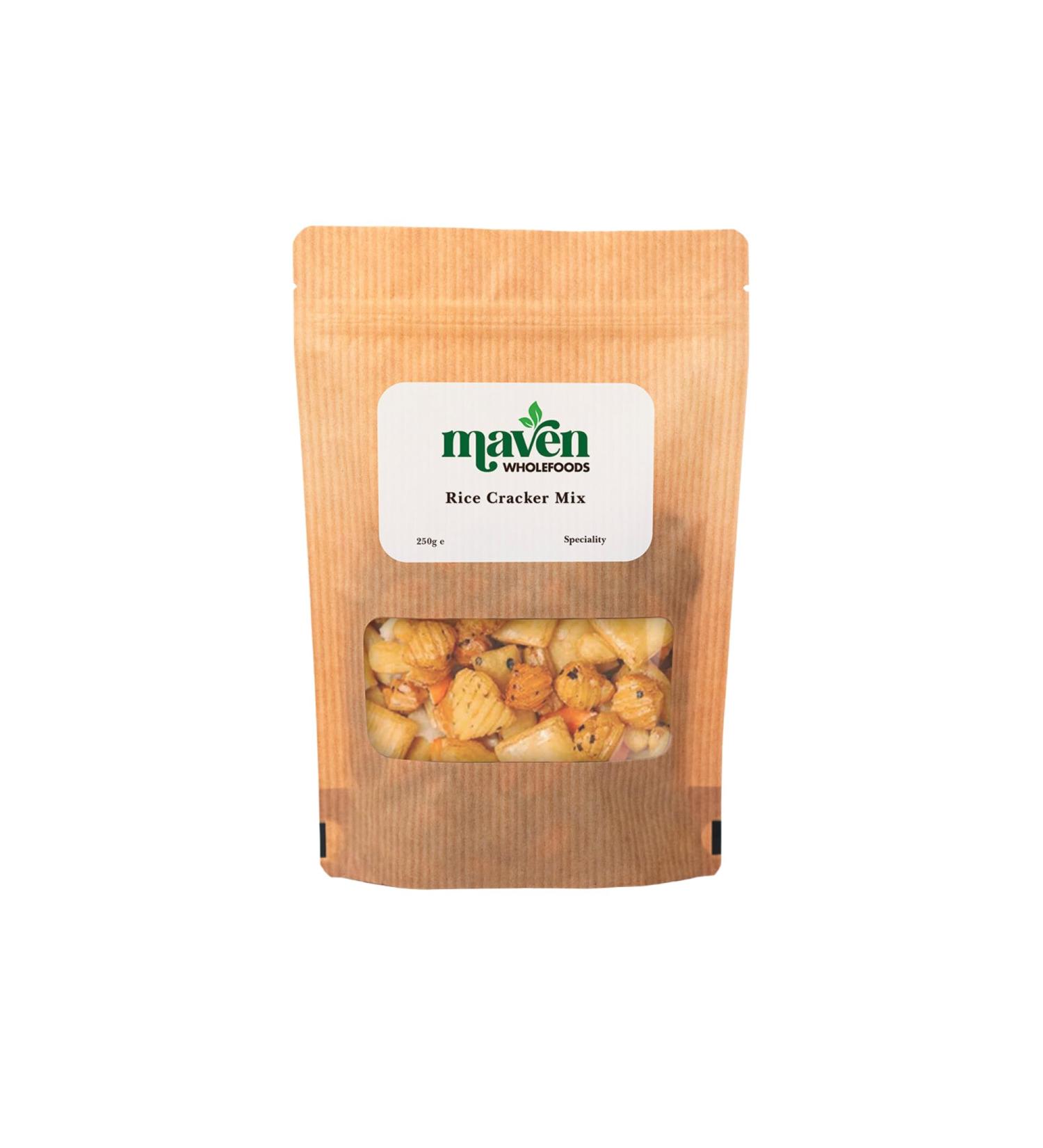 Maven Wholefoods Japanese Rice Cracker Mix 250g | GMO Free | Vegan | Crispy & Toasted | Snacking | Dairy Free | Ready to Eat | A Mix of Peanut Crackers & Rice Crackers (250g) Peanut 250g - Buy Online on GoSupps.com