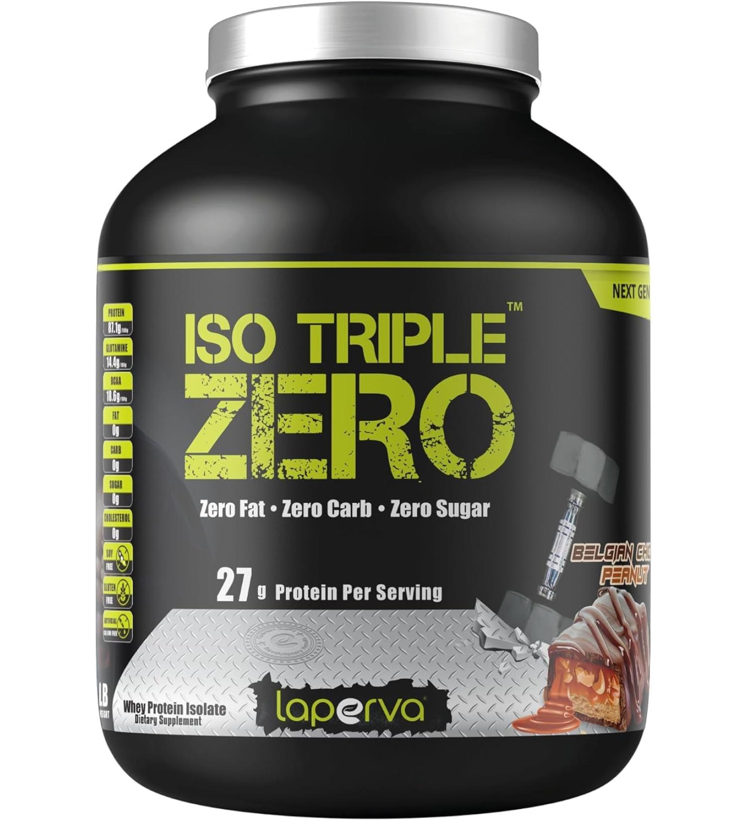  laperva Laperva ISO TRIPLE ZERO Isolated Protein - 28g of Protein per 30g - Free of Fats Carbohydrates and Sugars - For Weight Loss & Bodybuilding (Chocolate Belgian Peanut 1.8kg) - Buy Online on GoSupps.com
