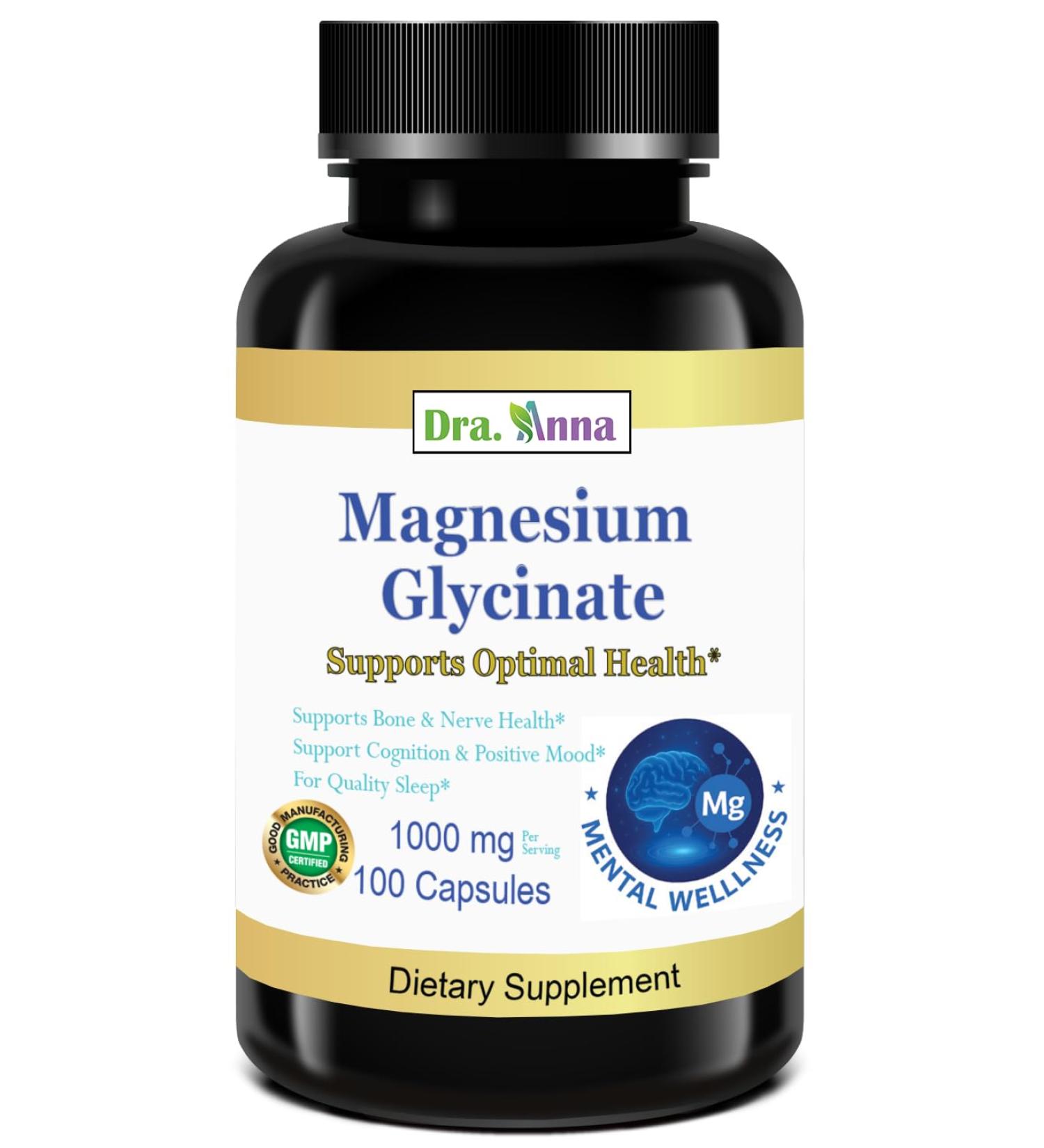 Magnesium Glycinate 500mg Per Capsule (1000mg Per Serving) Essential Mineral Supplement for Muscle Sleep & Heart Health