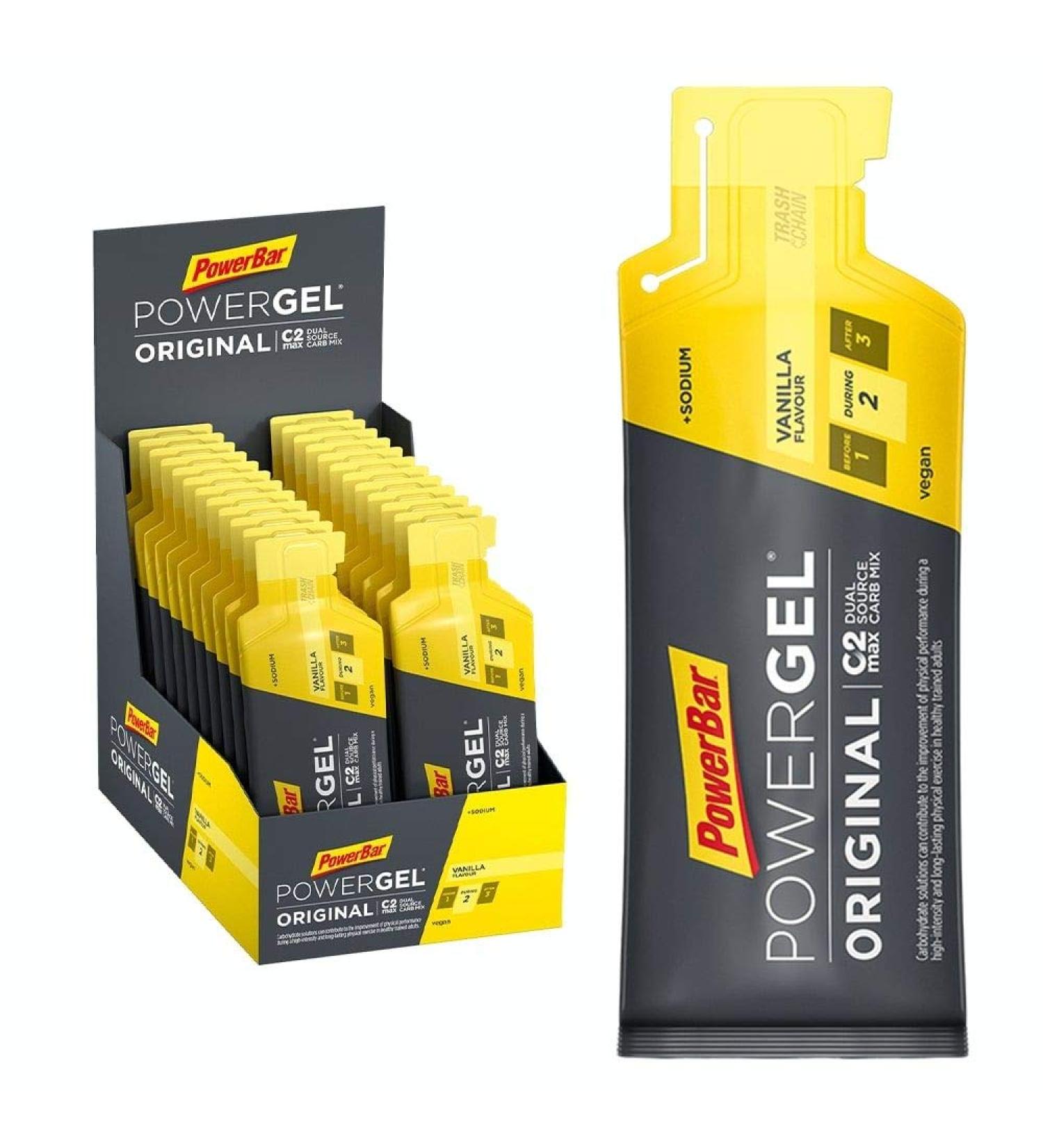 PowerBar PowerGel Original Vanilla - 24x41g High Carb Energy Gel with C2MAX - Sodium - Ideal for Endurance & Sports - International Shipping Available - Buy Online on GoSupps.com