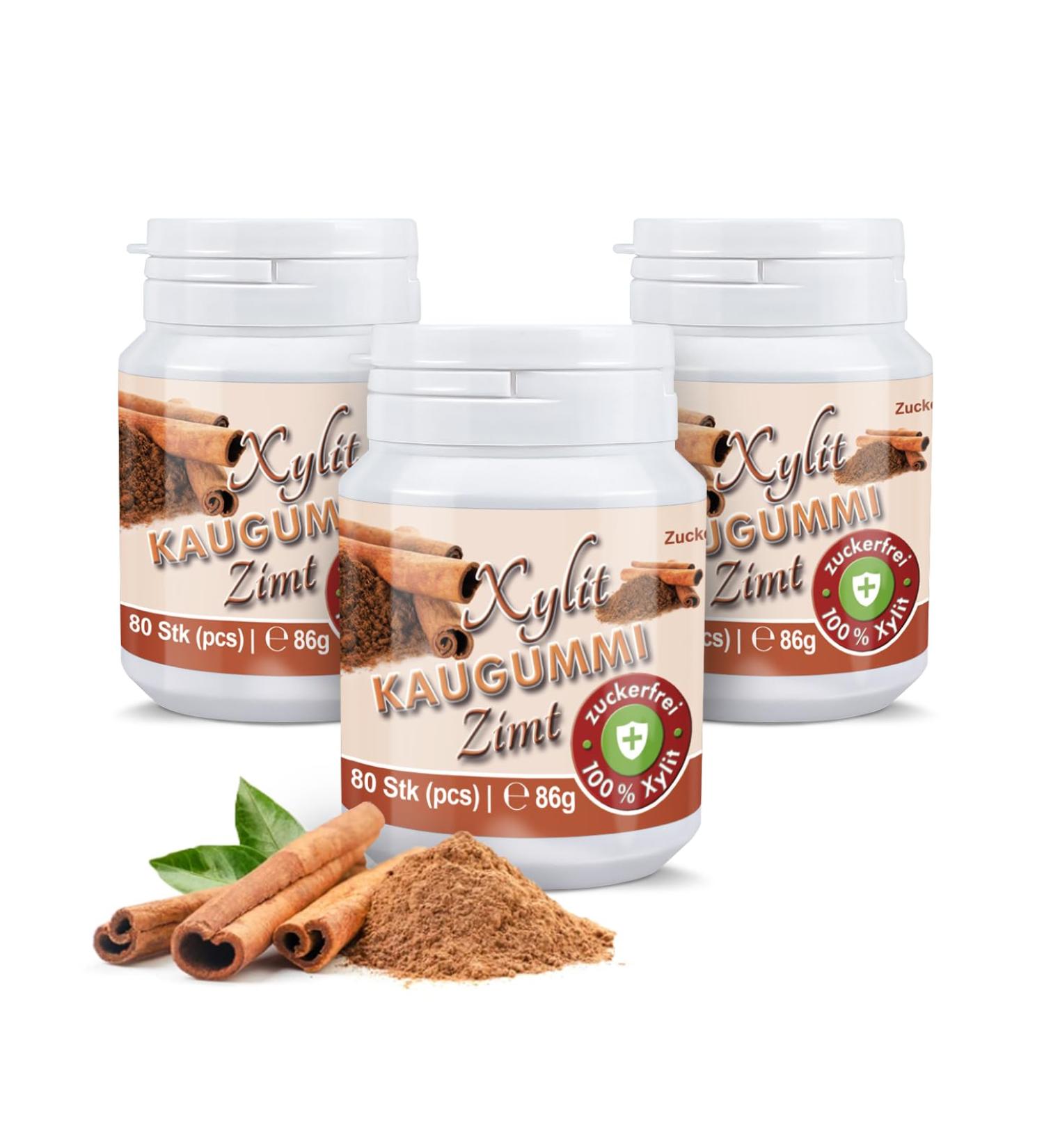 Buy Xylitquelle Sugar-Free Cinnamon Chewing Gum | 100% Xylitol | Vegan | Tooth Mineralization Support | 240 Pieces (3-Pack) - Buy Online on GoSupps.com