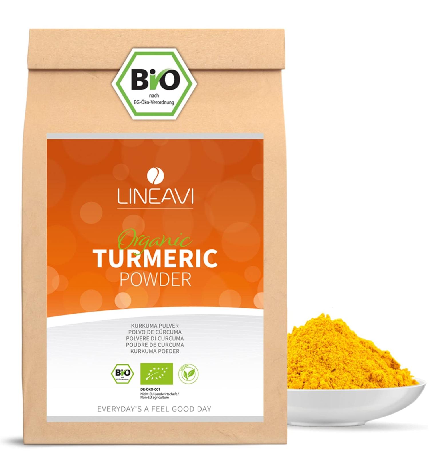 LINEAVI organic turmeric powder 1000g finely ground turmeric root of organic quality ideal for the preparation of golden mi - Buy Online on GoSupps.com