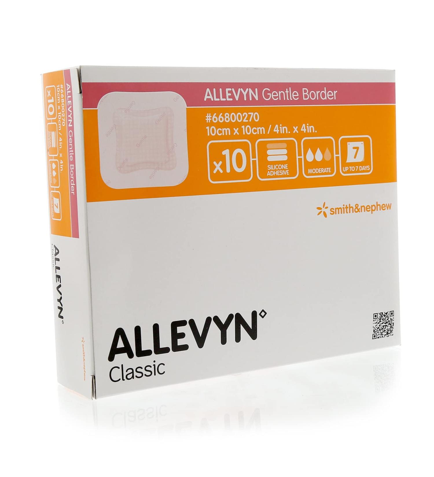 ALLEVYN Gentle Border 10cm x 10cm Adhesive Foam Dressing 10 Count Pack - 66800270 - Buy Online on GoSupps.com