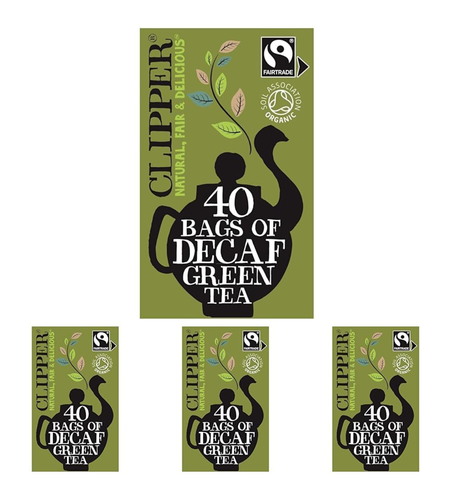 Clipper Organic Decaf Green Tea Bags | Box of 40 Decaffeinated Green Tea Bags | for Home & Office | Pure Eco-Conscious Fair Trade Tea | Natural Unbleached Plant-Based & Biodegradable (Pack of 4) - Buy Online on GoSupps.com