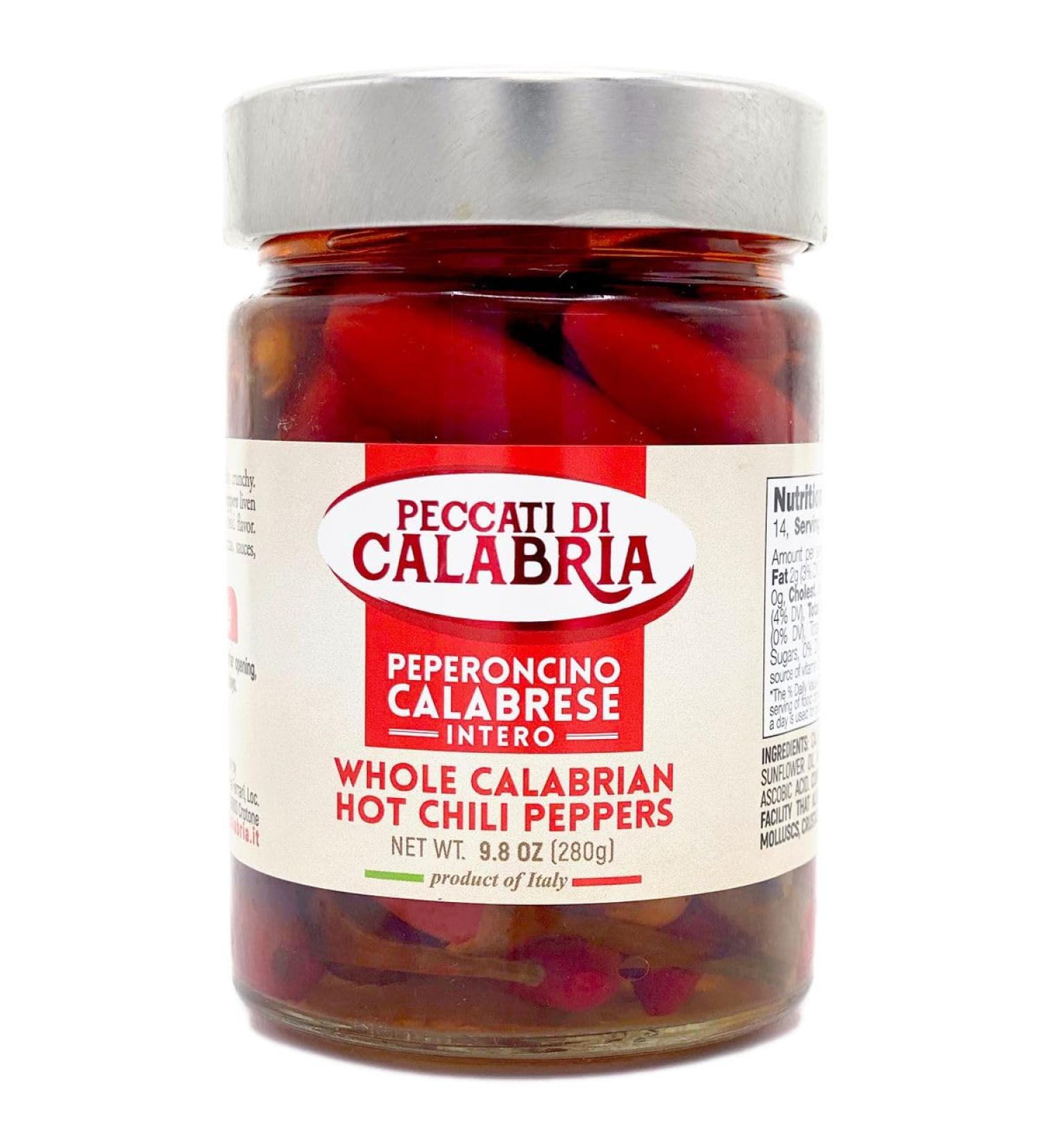 Hot Chilli Peppers Whole 280g | Calabrian Chillies for Spicy sauce | Peccati di Calabria | Preserved in sunflower oil | Artisan Italian - Buy Online on GoSupps.com