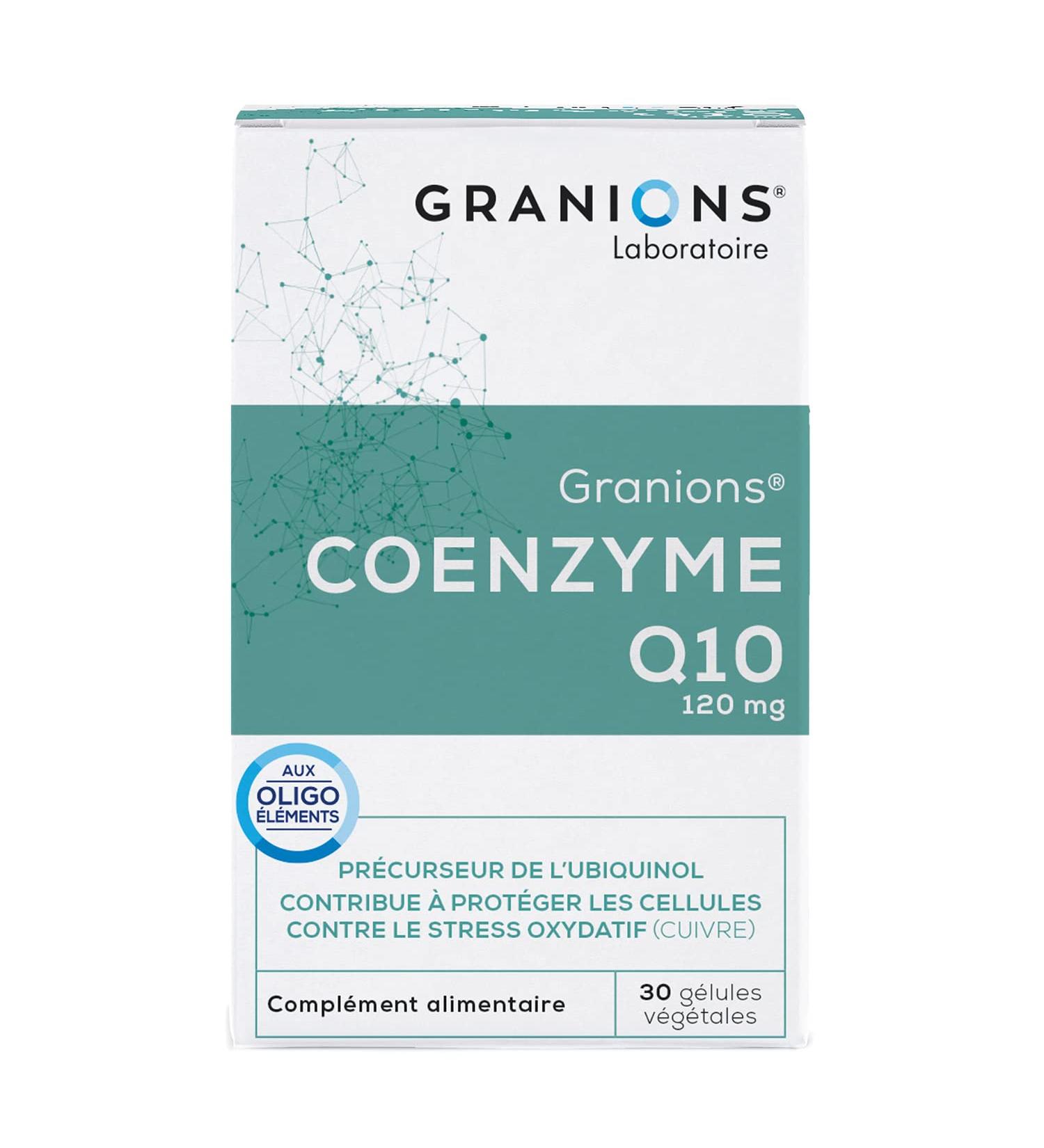 Coenzyme Q10 GRANIONS | Skin Supplement | Coenzyme Q10 120mg with Magnesium + Copper | Clean Skin Acne Antioxidant | Made in France | 30 Capsules - Buy Online on GoSupps.com