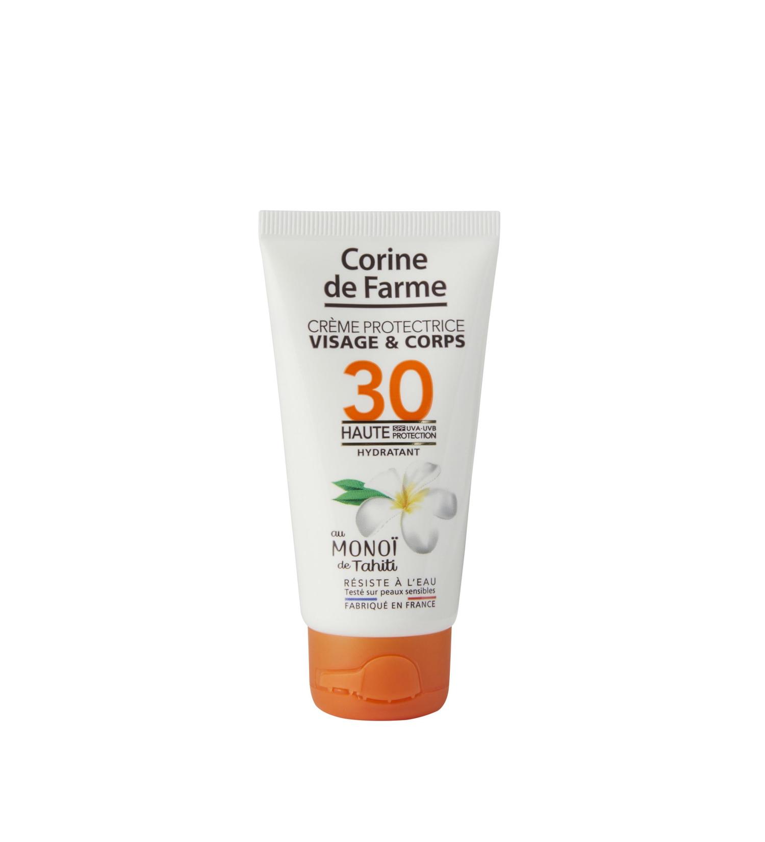Corine de Farme - Cr me Protectrice Visage & Corps SPF30 - Haute Protection UVA & UVB - au Mono de Tahiti - R siste l'Eau - Fabriqu en France - 50ml - Buy Online on GoSupps.com