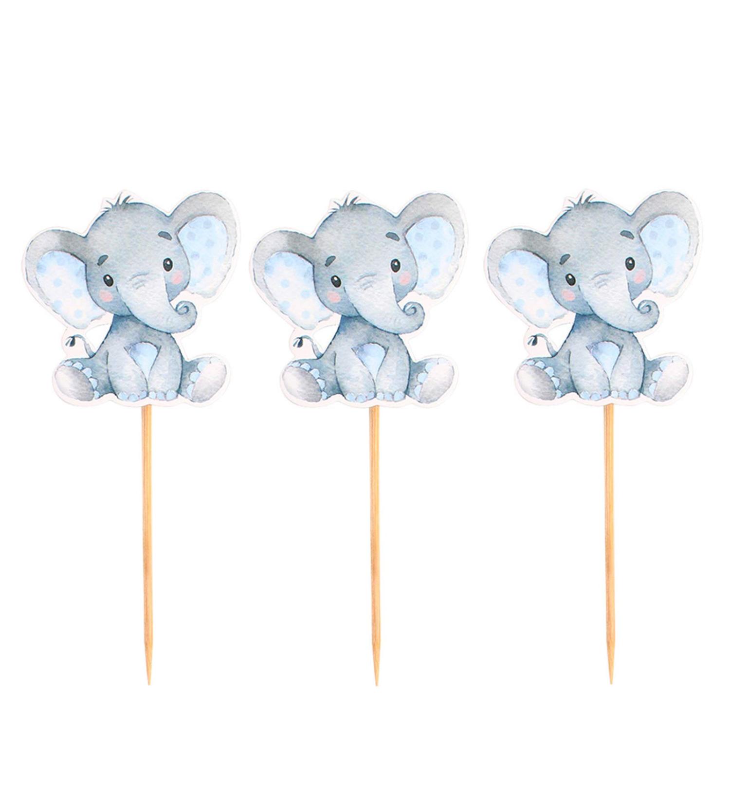 Finduat 25 Pieces Blue Elephant Cupcake Toppers for It is A Boy Baby Shower Decorations Supplies Baby Boy Birthday Party Supplies - Buy Online on GoSupps.com