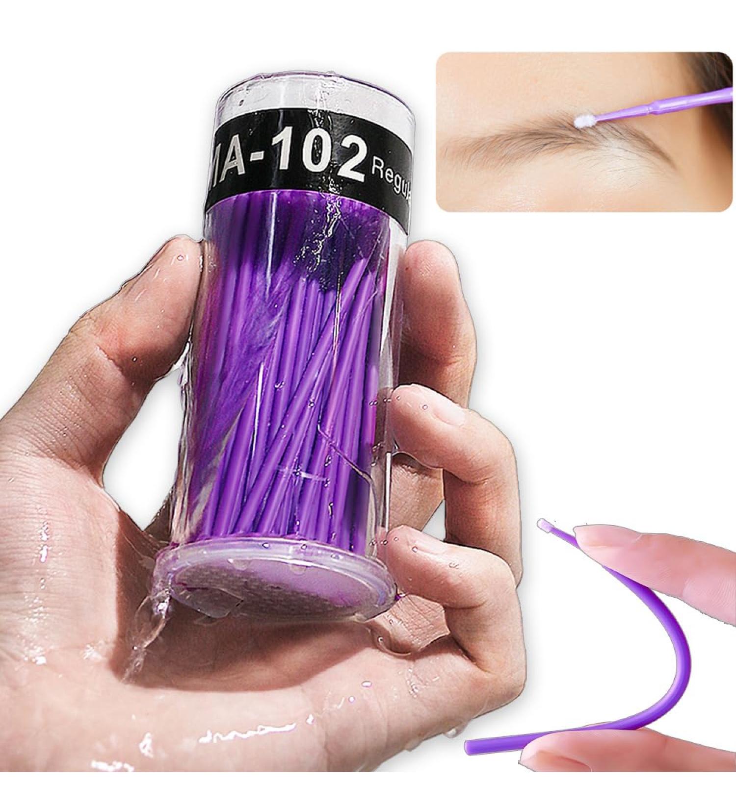 Micro Swabs 100pcs for Eyelash Extensions | Disposable Micro Applicator Brush | Makeup & Personal Care - A-Purple with Carrying Case - Buy Online on GoSupps.com