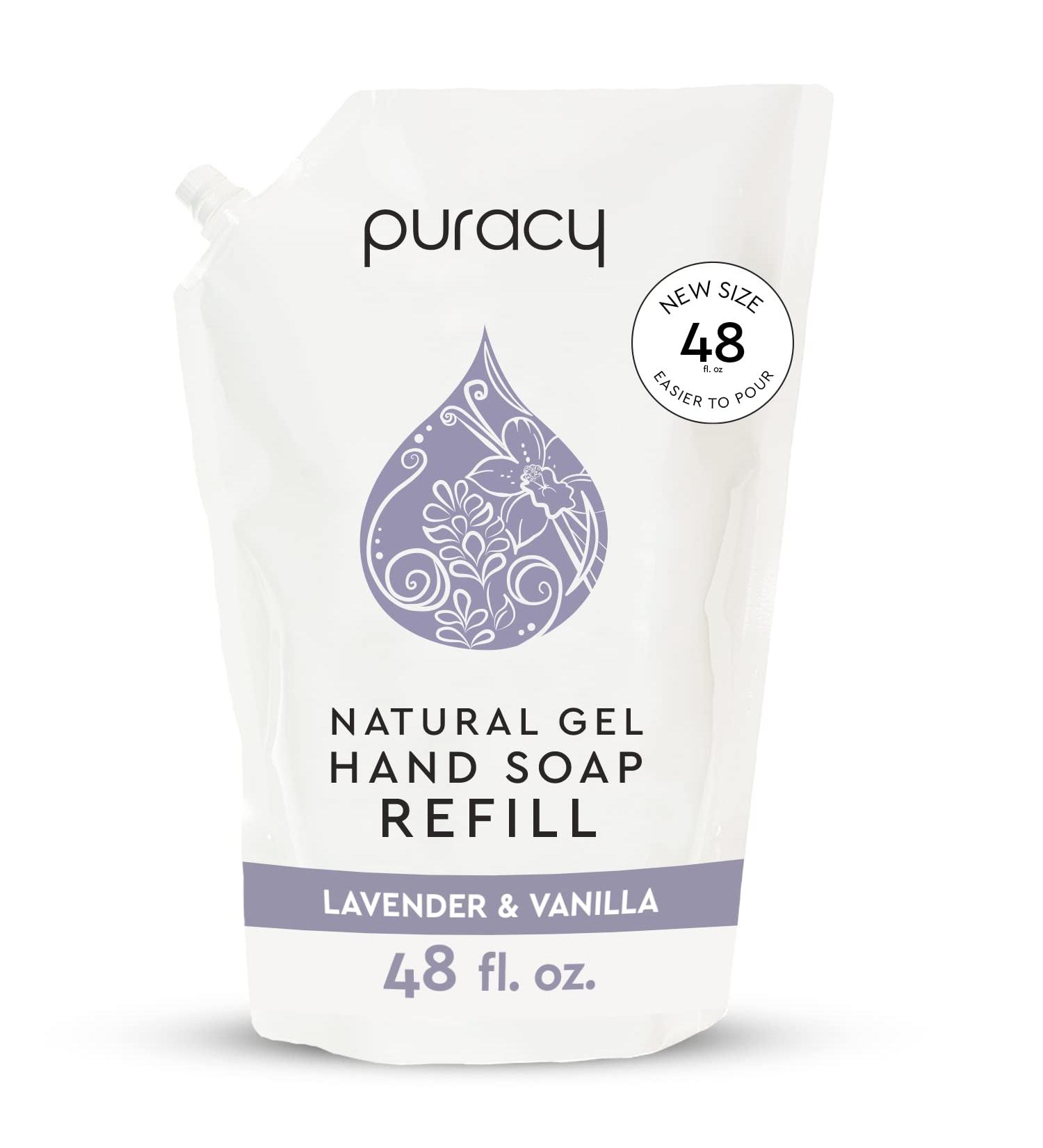 Puracy Organic Lavender & Vanilla Hand Soap Refill - 48oz Moisturizing Gel - Natural Liquid Soap for Soft Skin - Buy Online on GoSupps.com