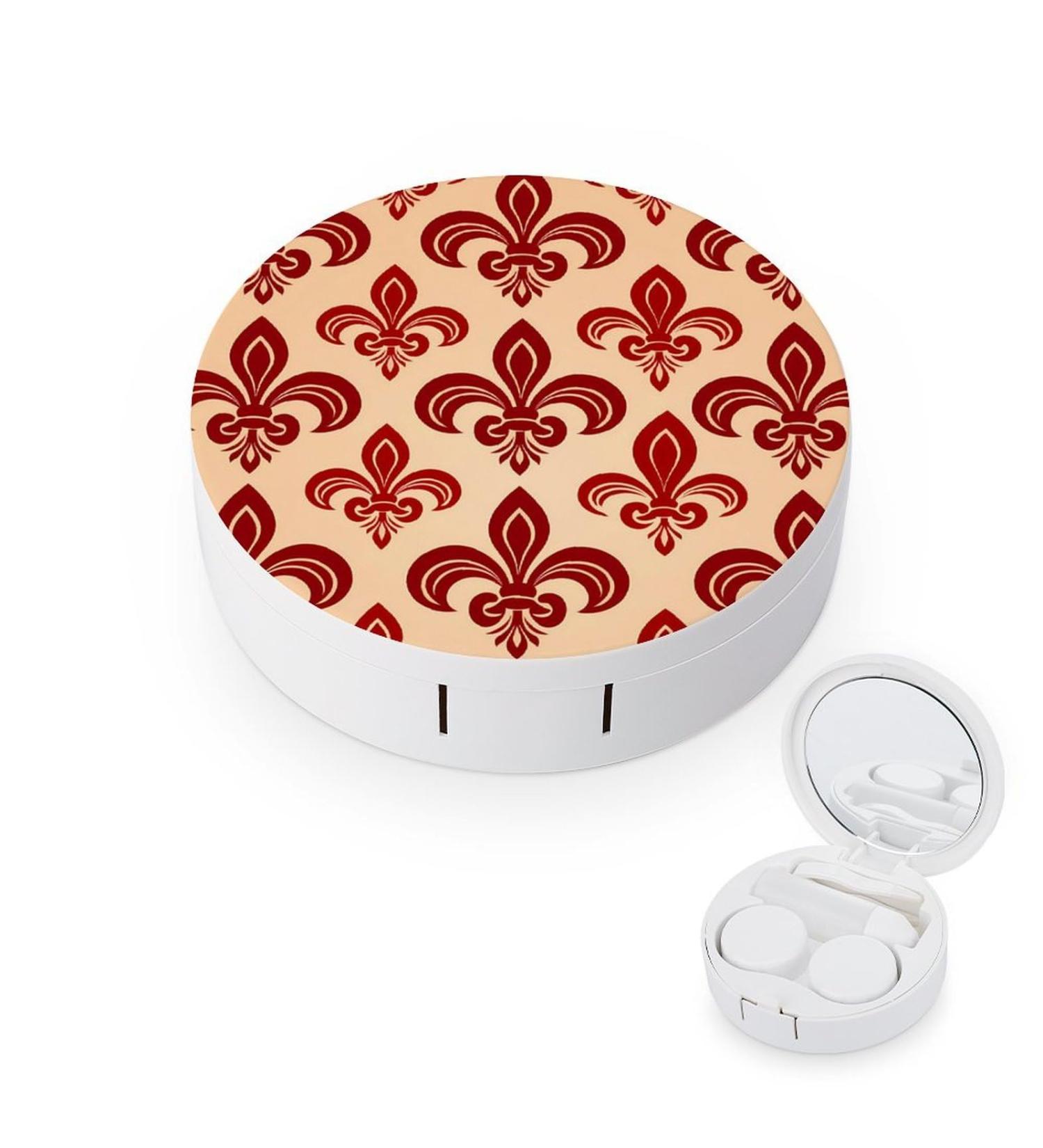 Fleur De Lis Contact Lens Case with Mirror | Portable Cute Eye Lens Box Travel Kit - Buy Online on GoSupps.com