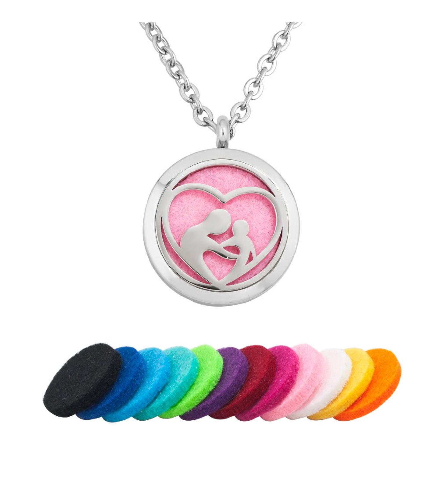 Mother and Child Love Necklace - Essential Oil Diffuser Aromatherapy Jewelry with 12 Refill Pads | International Shipping Available - Buy Online on GoSupps.com