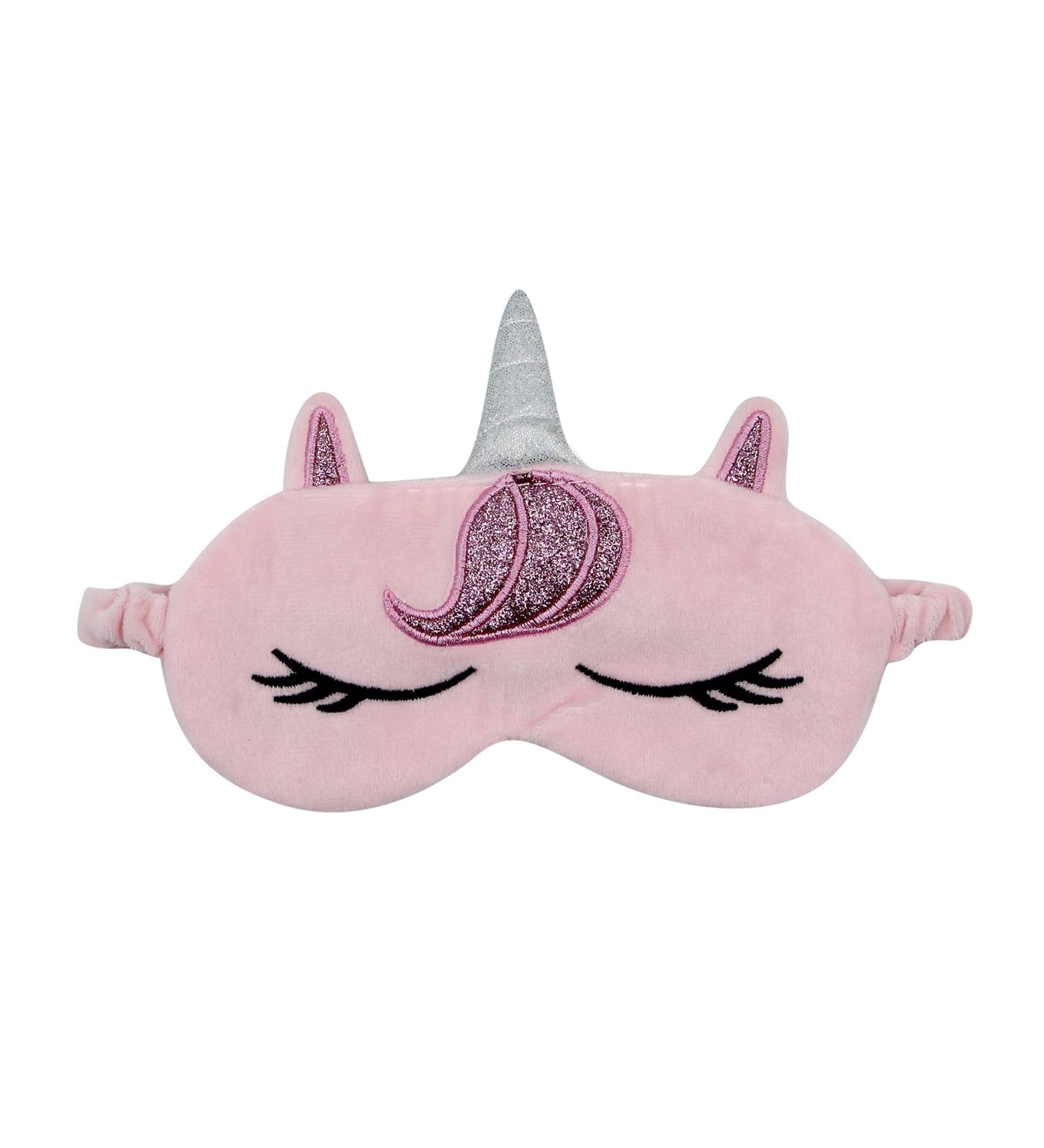 Cute Pink Unicorn Plush Sleeping Mask for Women, Kids & Girls - Travel Eye Cover - Buy Online on GoSupps.com