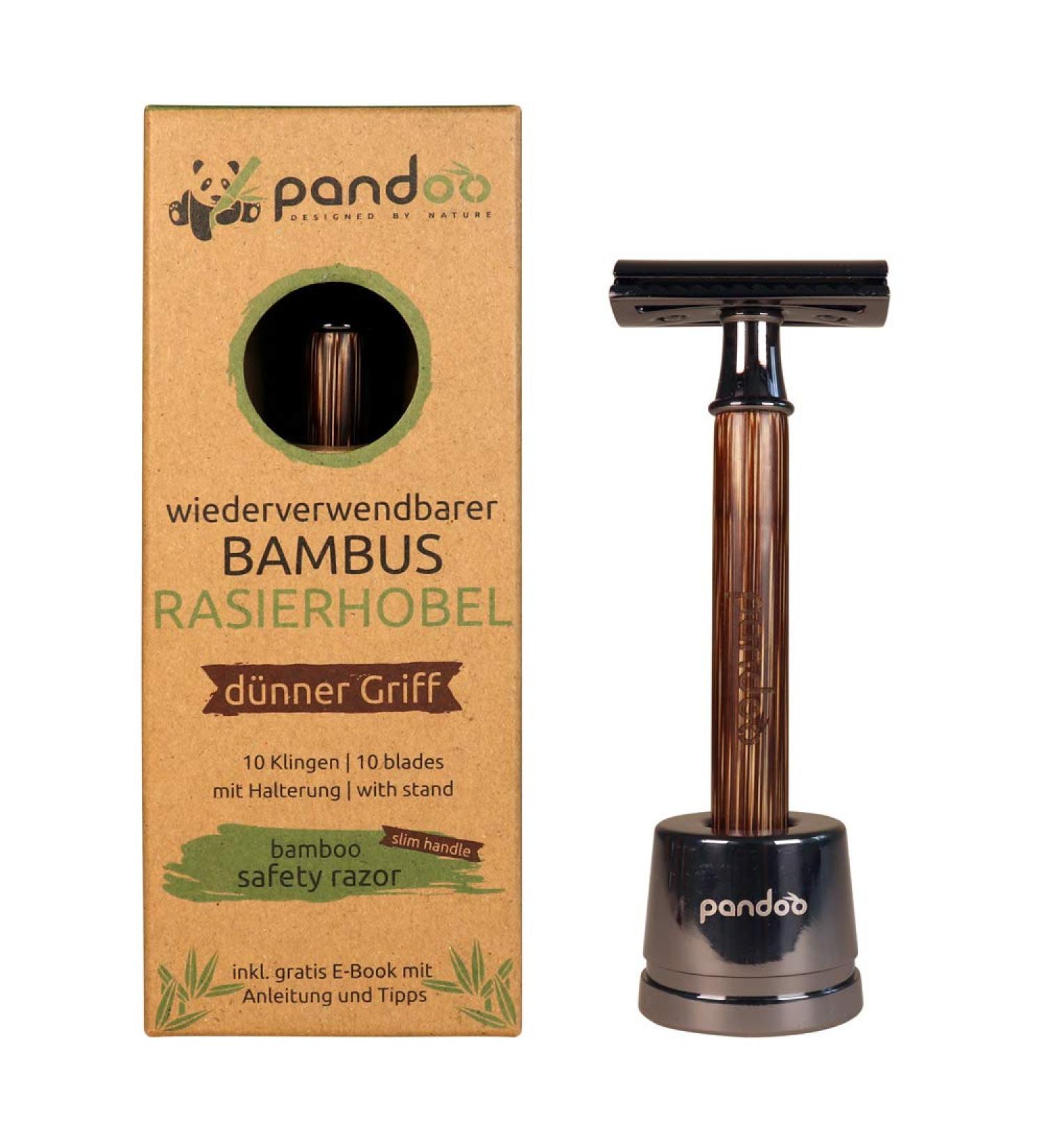Pandoo Razor Plane with Bamboo Handle | Zero-Waste Safety Razor for Men & Women | Closed Comb Plastic-Free + eBook & 10 Thin Handle Blades - Buy Online on GoSupps.com