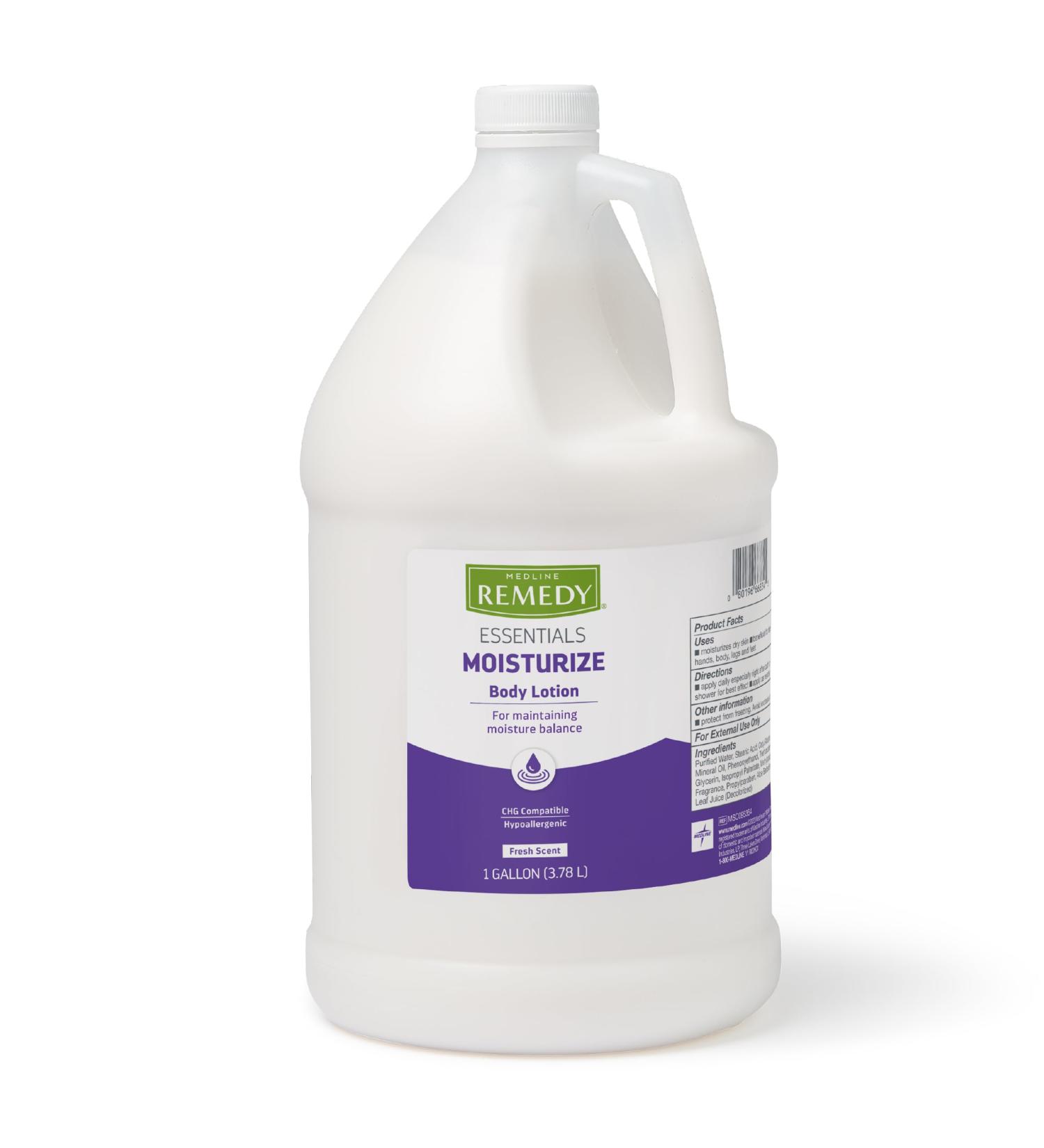 Medline Remedy Essentials Moisturizing Body Lotion - 1 Gallon Hydrating & Non-Greasy Fresh Scent Hypoallergenic for Dry Skin - Ideal for Men Women & Elderly - 128 Fl Oz - Buy Online on GoSupps.com