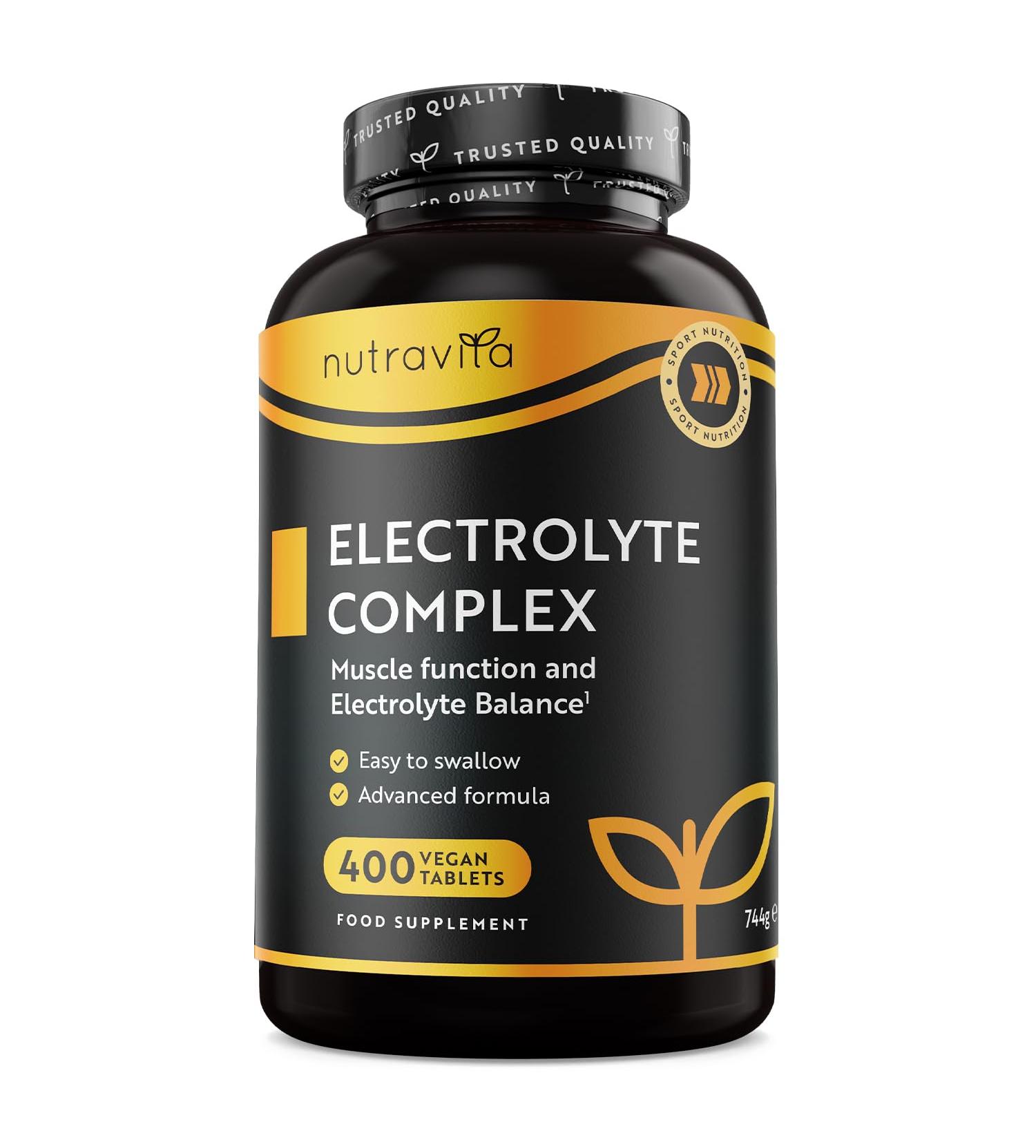 Electrolyte Complex 900mg 400 Comprim s (1+ An) avec Magnesium Calcium Potassium Compl ment Alimentaire - Fonction Musculaire (EFSA) Electrolytes Hydratation sans Sucre - Nutravita 400 unit (Lot de 1) - Buy Online on GoSupps.com