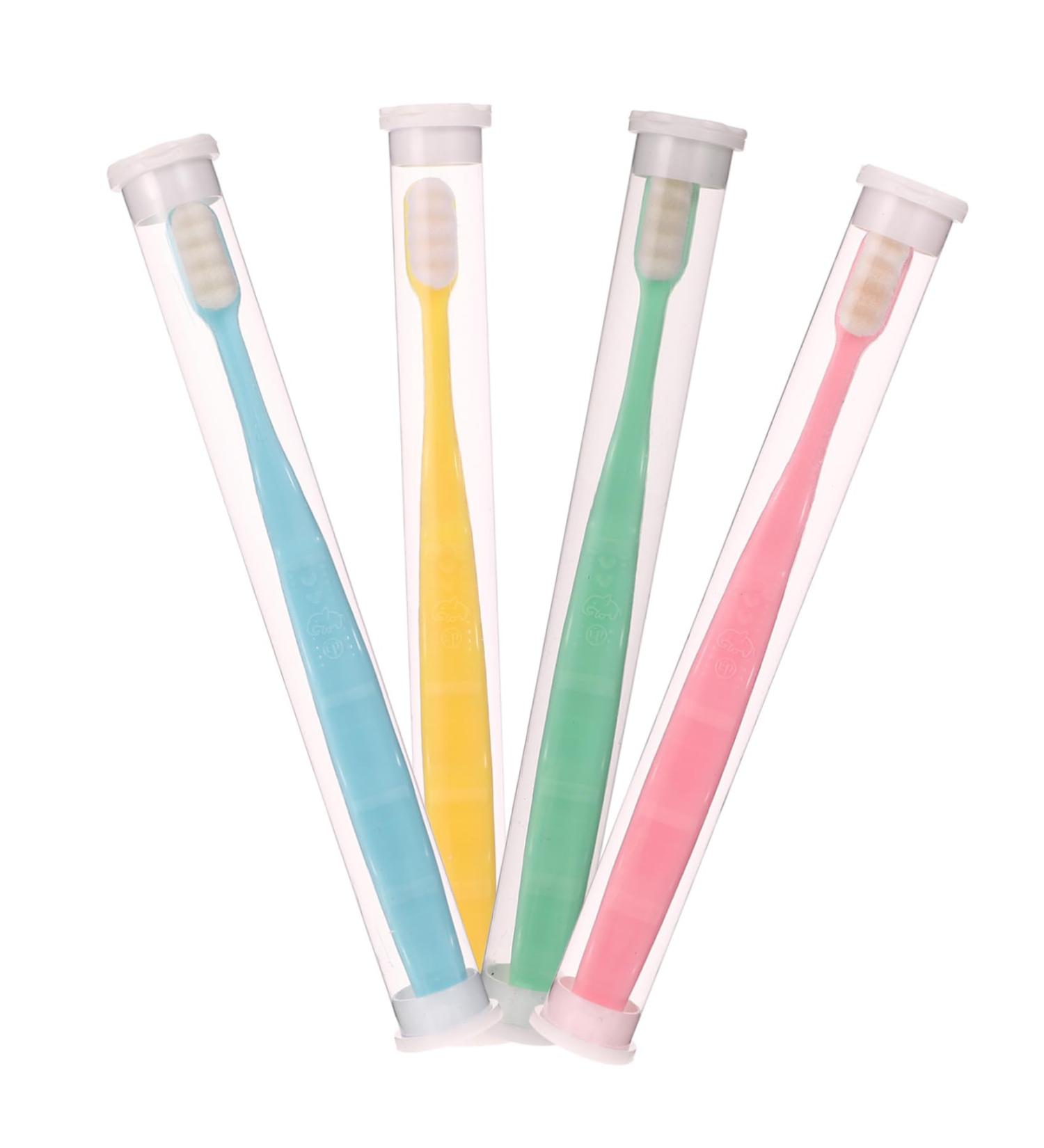 Tovinanna 4-Piece Wangan Hair Toothbrush Set | Extra Soft Bristle Bamboo Coal Toothbrushes for Kids | Travel & Oral Hygiene Essentials - Buy Online on GoSupps.com