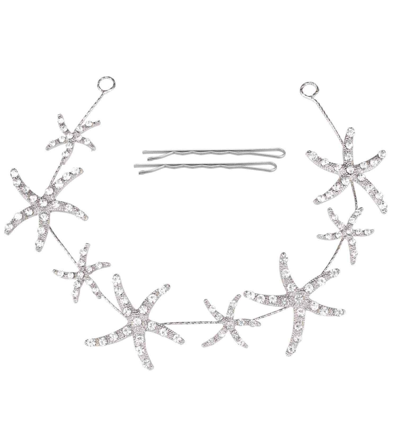 Bridal Hair Accessories - Starfish Headband for Beach Wedding (Silver) - Buy Online on GoSupps.com