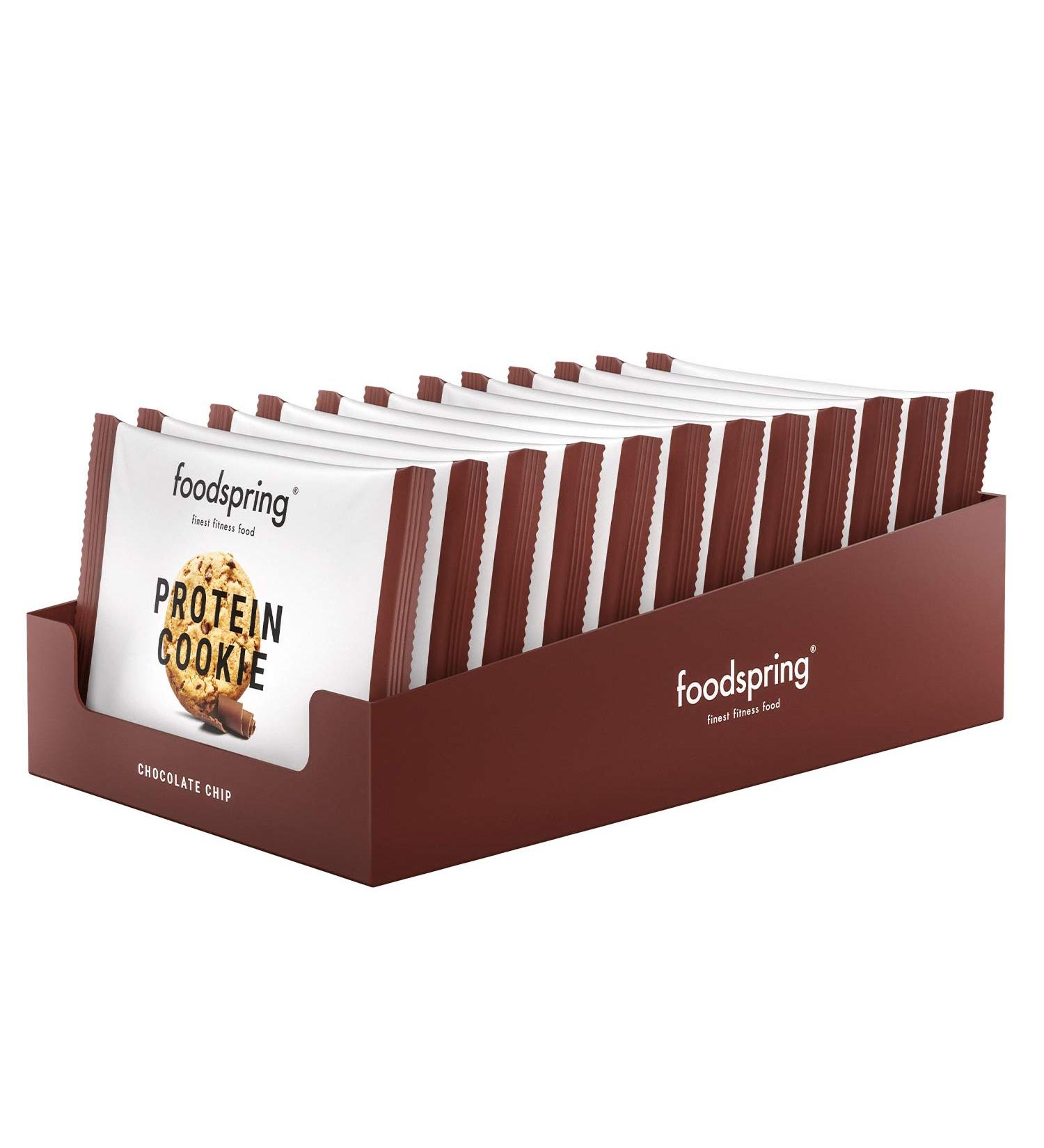 Foodspring Protein Cookie Chocolate Chip 12 x 50g | High Protein Low Sugar Fitness Biscuit | Delicious Healthy Snack - Buy Online on GoSupps.com