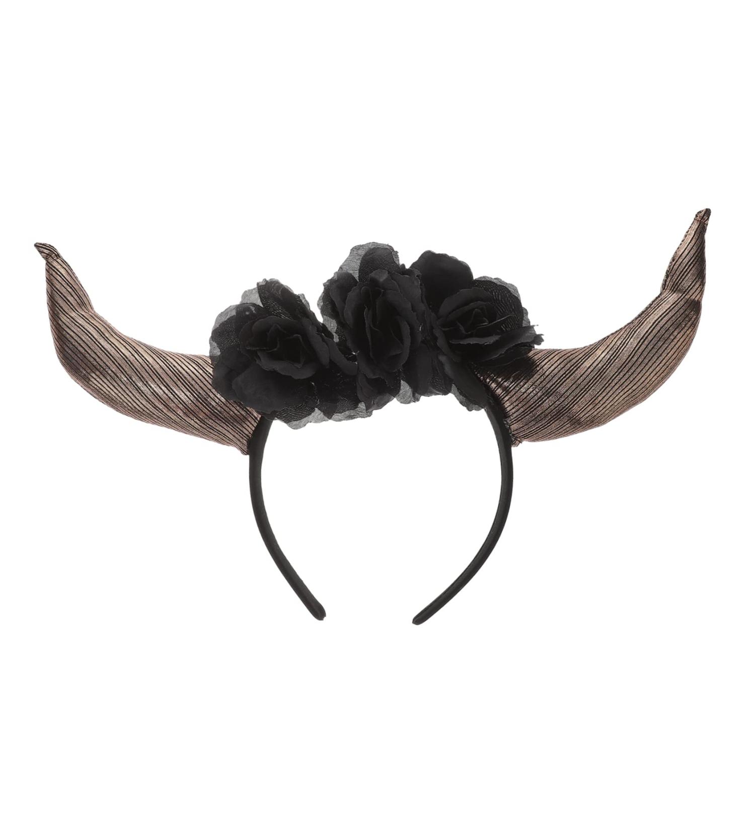 MAGICLULU Day of The Dead Headband Butterfly Lamp Shade Body Wash Mittens Skull Headpiece Girls Headband Black Horns Horn Headband with Flowers Cosplay Horns Cloth Halloween 33X20X5CM Black - Buy Online on GoSupps.com