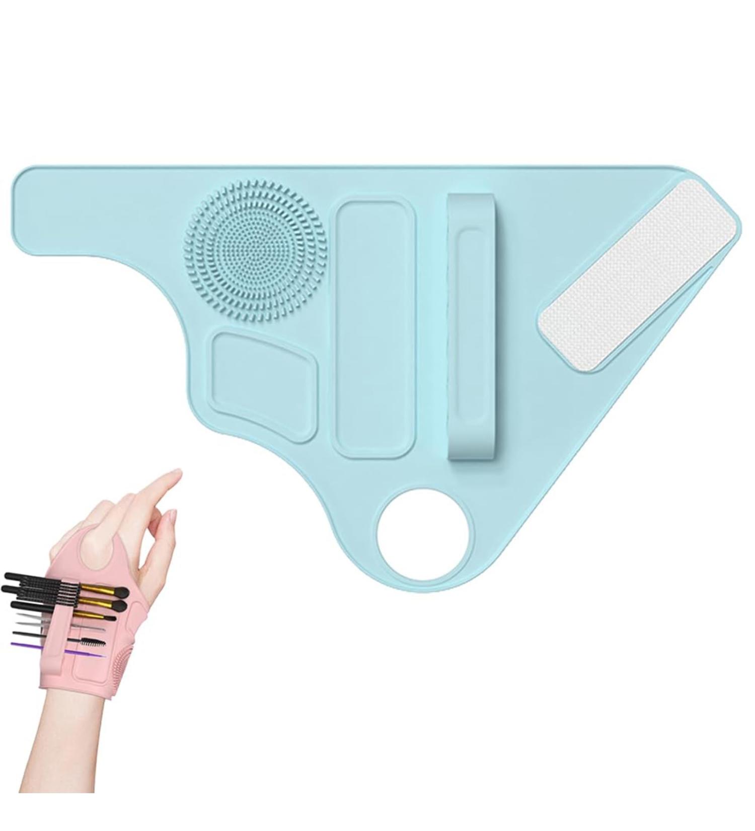 Multifunctional Hand Wrist Makeup Assistance Tool Silicone Makeup Wrist Strap Makeup Mixing Palette Wrist Strap with Makeup Brush Storage Multifunctional Makeup Wrist Strap Set (Blue) - Buy Online on GoSupps.com