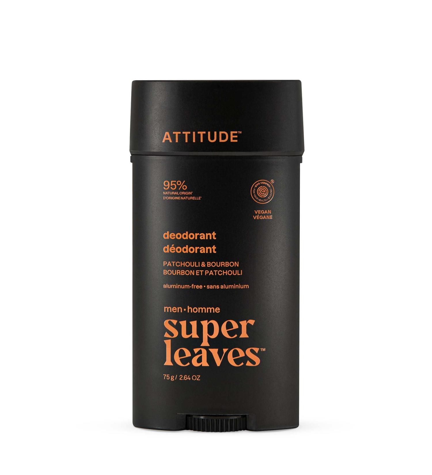 ATTITUDE D odorant pour Homme Sans Aluminium limine les Odeurs Doux pour la Peaux Ingr dients d Origine Naturelle Certifi EWG Verified V gane Parfum Bourbon & Patchouli 75 g - Buy Online on GoSupps.com