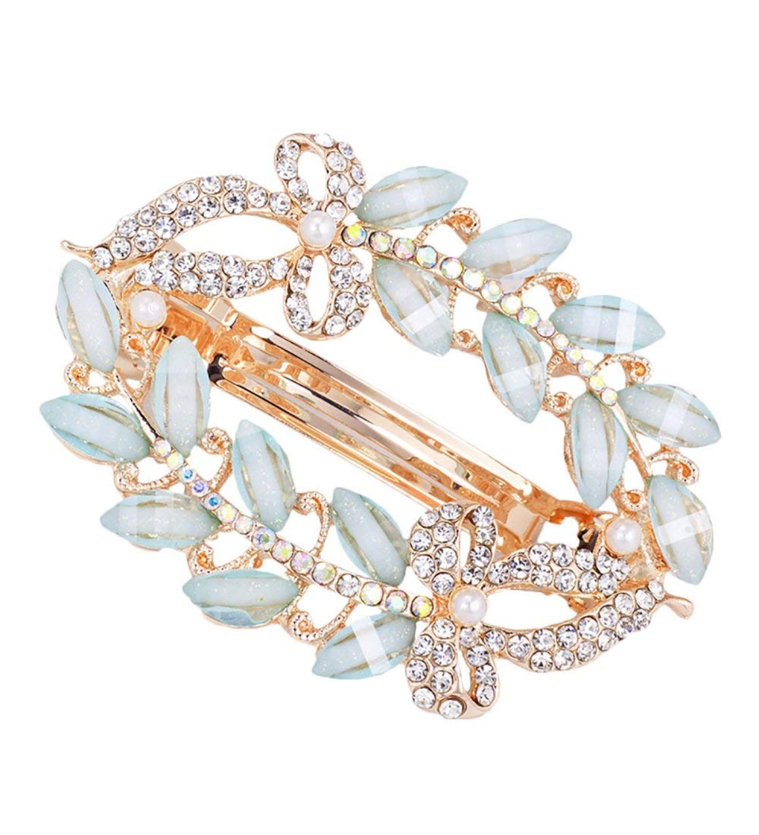 Women's Trendy Leaves Hair Clip Barrette Jewelry Hairpin Hair Scrunchies Bands Light Blue - Buy Online on GoSupps.com