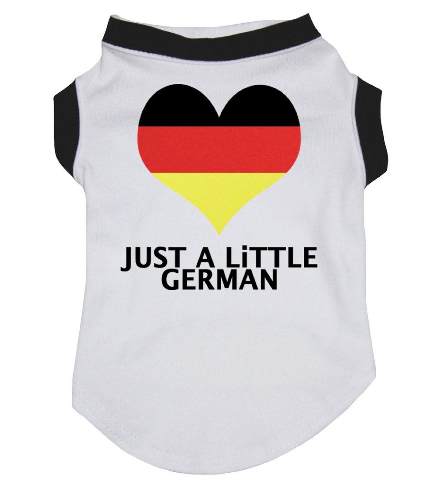 Petitebelle Puppy Clothes Dogs "Just A Little German" Heart White Cotton Jersey White X-Small