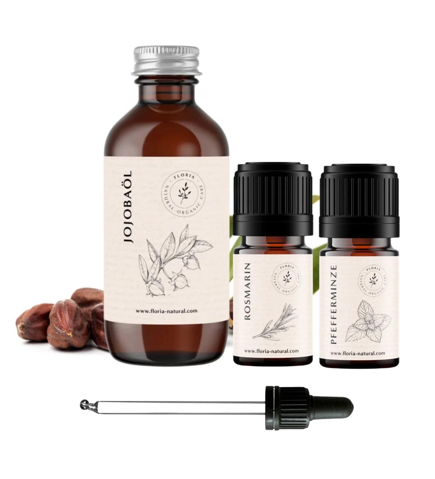 Floria Natural DIY Natural Hair Booster Kit I Rosemary for Hair I Rosemary Oil I Hair Oil for Scalp I Jojoba Oil Rosemary Oil and Peppermint Oil - Buy Online on GoSupps.com