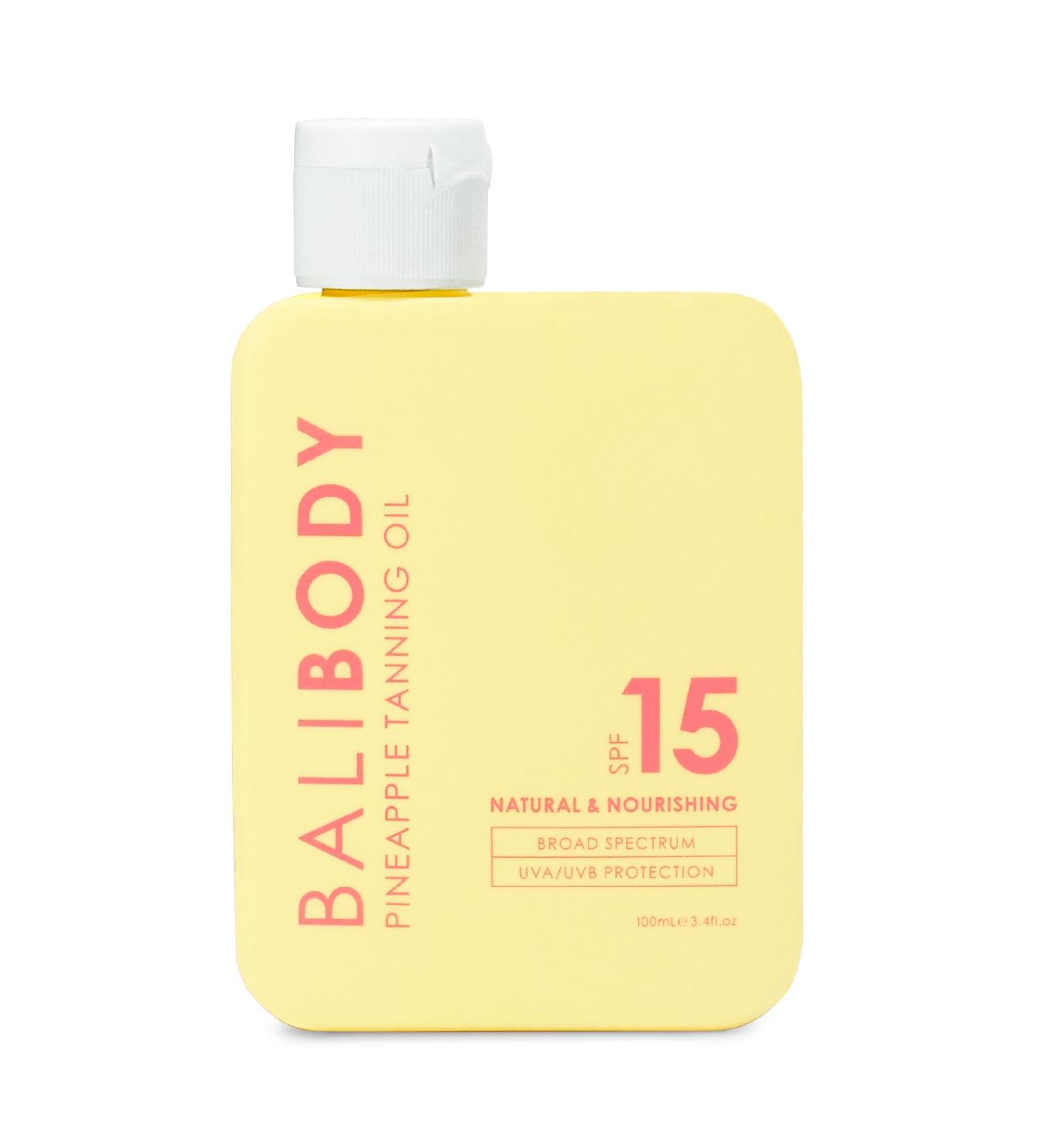 Bali Body Pineapple Tanning Oil - SPF 15 | Body tanner for Deep Golden Glow with UV Protection | Infused with Pineapple Extract & Almond Oil | Cruelty-Free Vegan Australian Made (100 ml/3.4 fl oz) - Buy Online on GoSupps.com