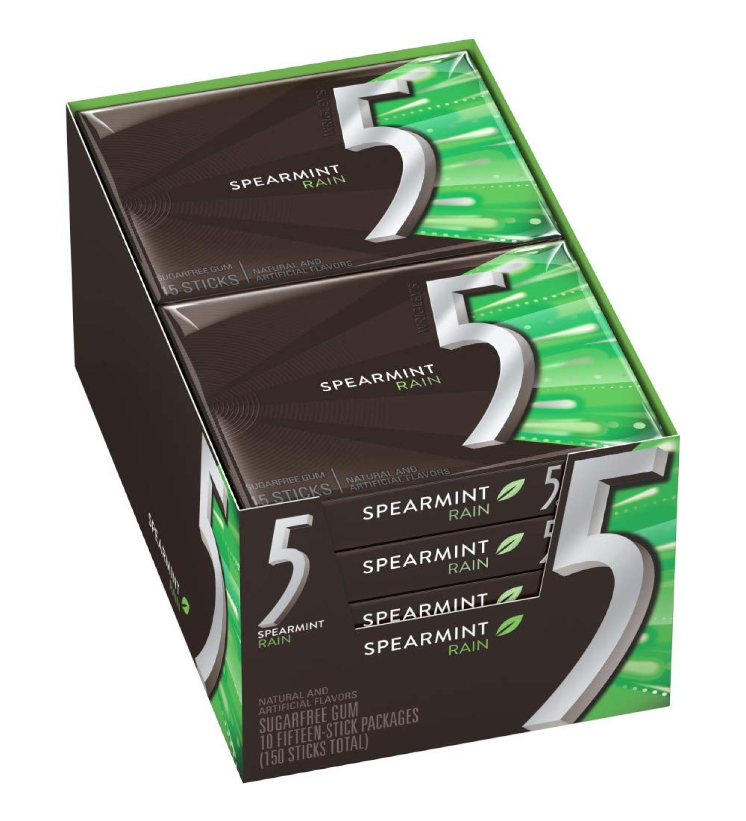 5 Gum Spearmint Rain Sugarfree Gum - 150 Pieces in 10 Packs - Buy Online on GoSupps.com