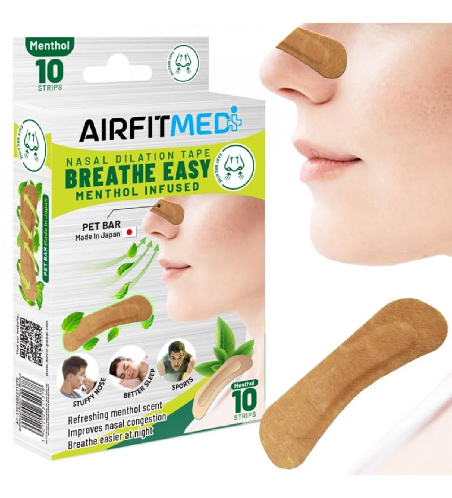 Extra Strength Breathe Easy Nasal Dilation Tape - Menthol Infused Drug-Free Snoring & Nasal Congestion Relief for Sensitive Skin | International Shipping Available - Buy Online on GoSupps.com