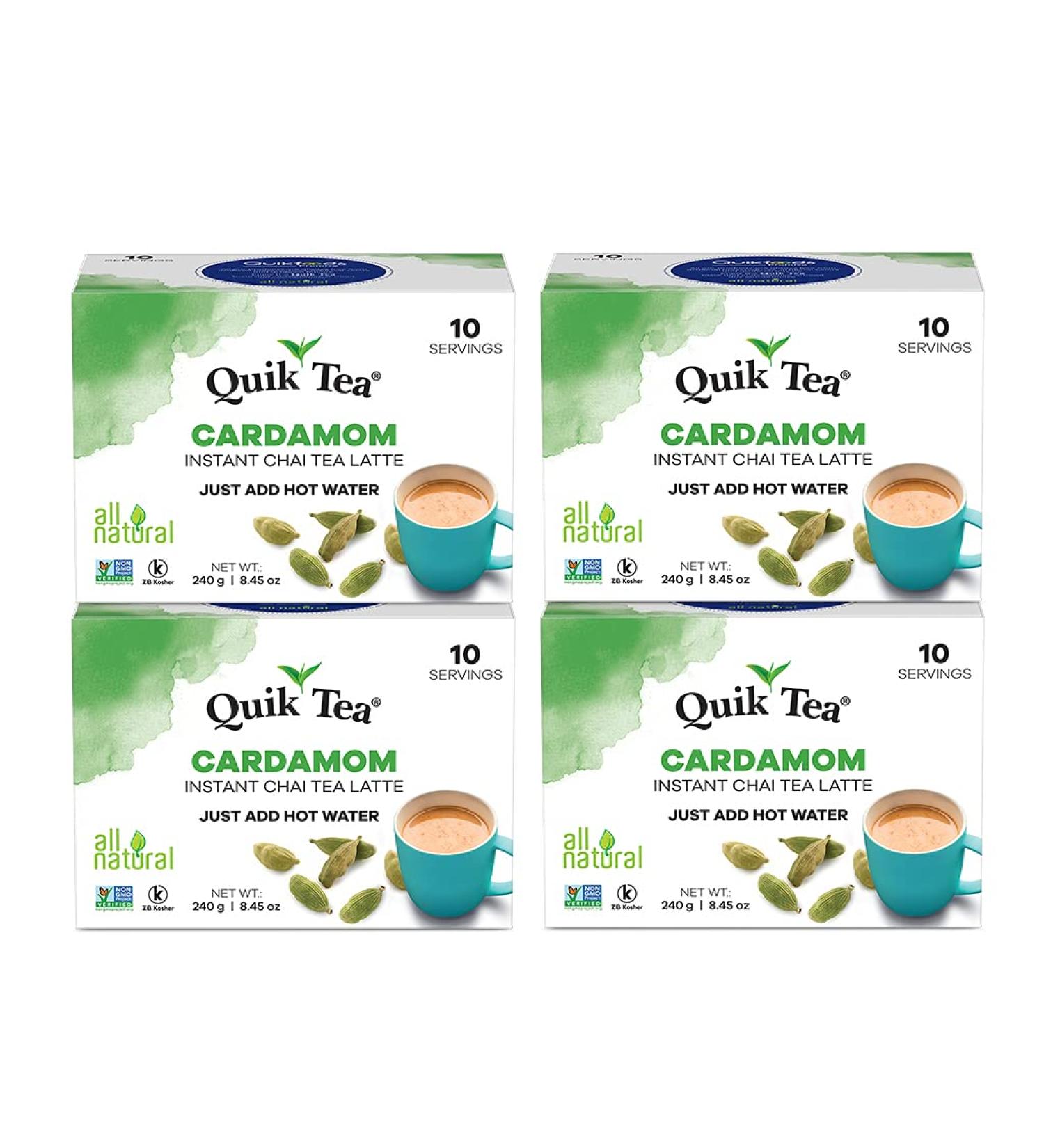 QuikTea Cardamom Chai Tea Latte - 40 Count - All Natural & Preservative Free - Authentic Instant Chai from Assam - Buy Online on GoSupps.com