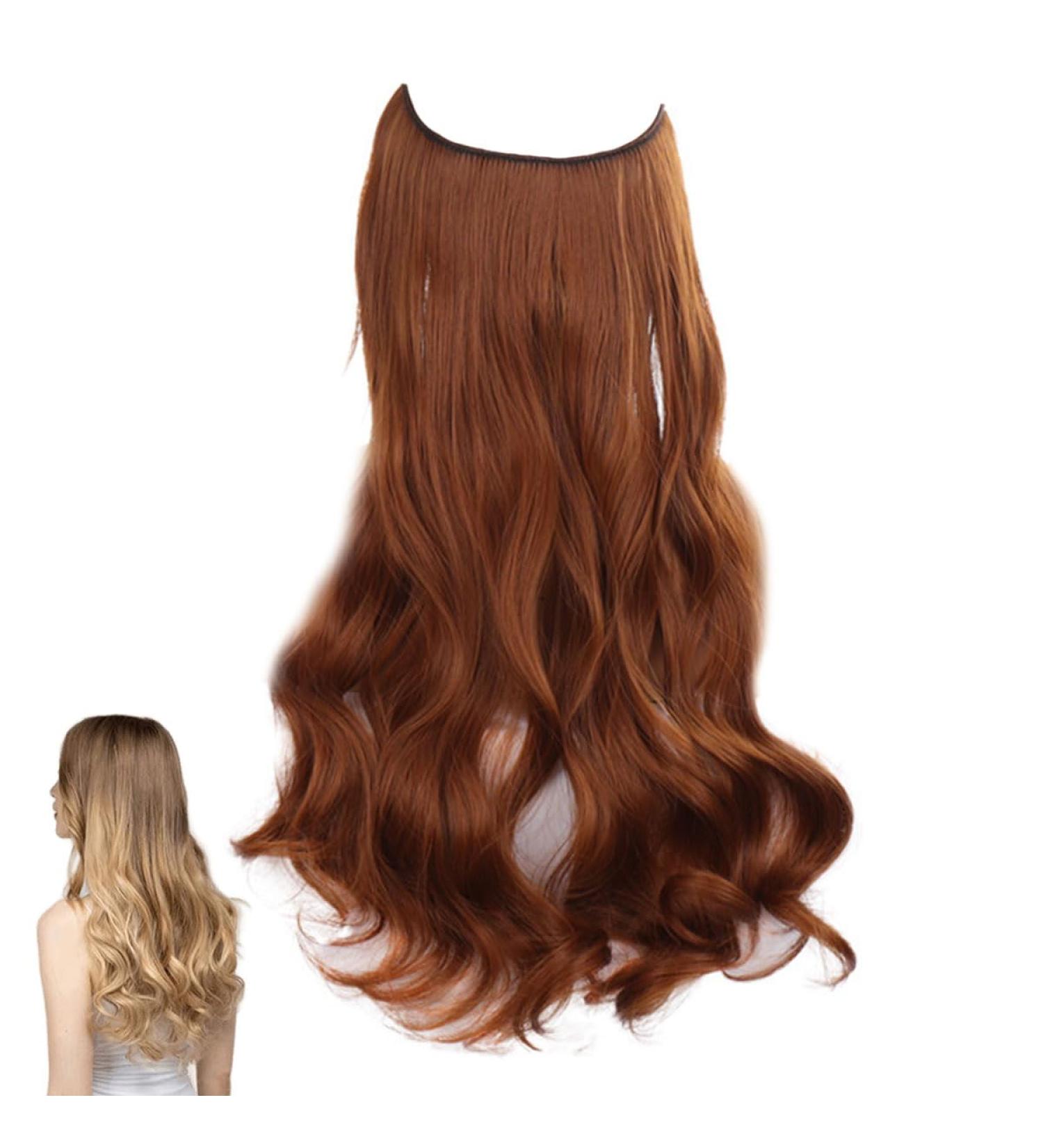 Traziewell Secret Wire Halo Hair Extensions Orange Red Long Thick Smooth Heat Resistent Fiber Curly Wavy Hair Pieces with Invisible Wire Synthetic Hair Extension for Women Lady 1024 FH001024 One Size - Buy Online on GoSupps.com