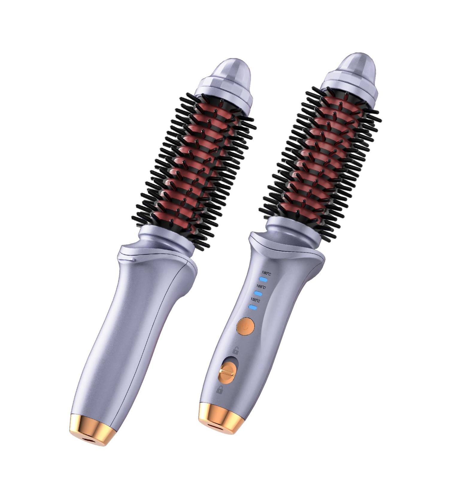 Portable Cordless Curling Iron Brush for Women - Anti-Scald Heated Hair Curler Wand with Extra Long Tourmaline Ceramic Barrel - Ideal for Travel (Purple - Buy Online on GoSupps.com