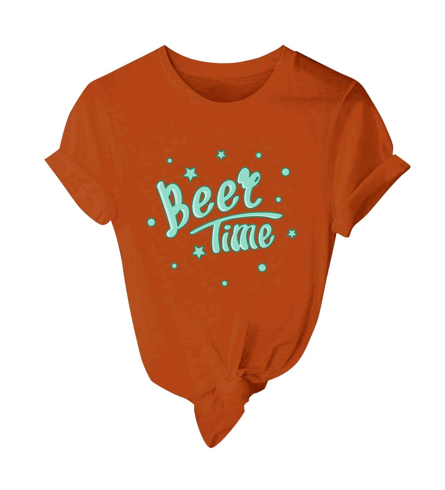 Tops for Women Women's Tops Short Sleeve Round Neck T Shirts Summer Casual Tees Letter Print T Shirts Orange XX-Large - Buy Online on GoSupps.com