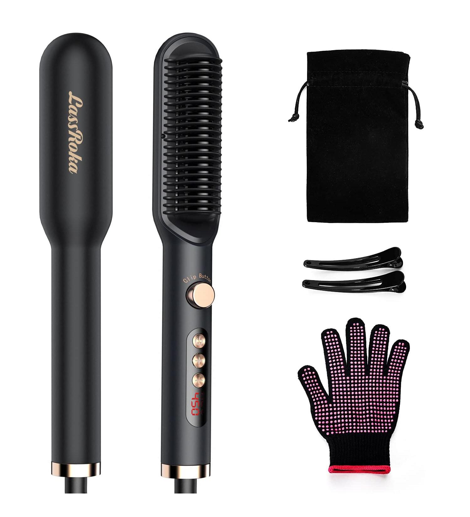 LASSROKA Negative Ion Hair Straightener Brush for Women - 9 Temp Settings, Fast Heating & Anti Frizz - Styling Comb for Smooth Hair - Buy Online on GoSupps.com