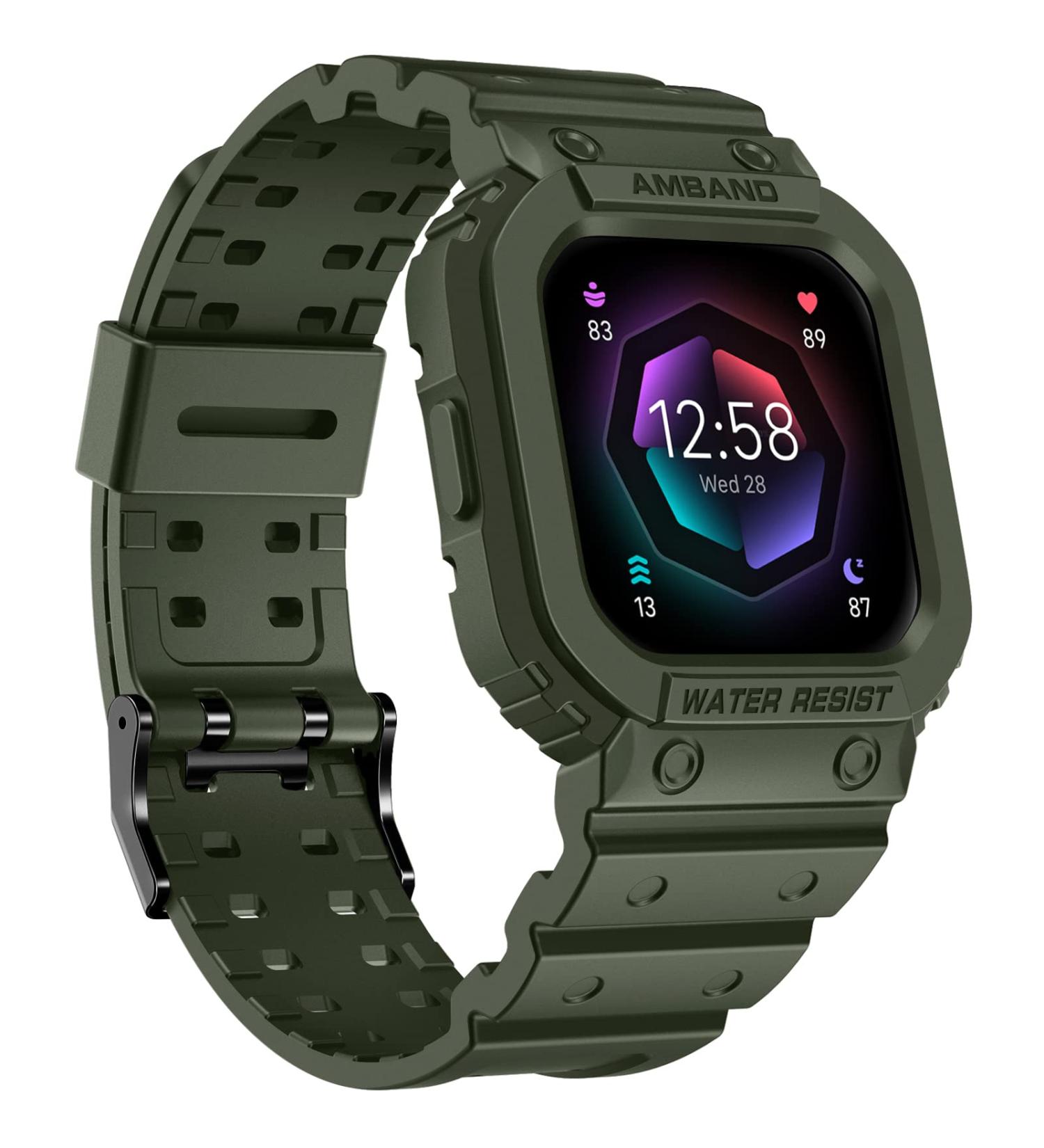 amBand Compatible for Fitbit Versa 4/ Fitbit Versa 3/ Fitbit Versa 2/ Fitbit Versa Lite/Fitbit Sense 2/ Fitbit Sense Bands with Case Protective Case Strap Rugged Sport Protector Wristbands Men Green Green Fitbit Sense 2/1 & Versa 4/3/2/1 & Versa Lite - Buy Online on GoSupps.com