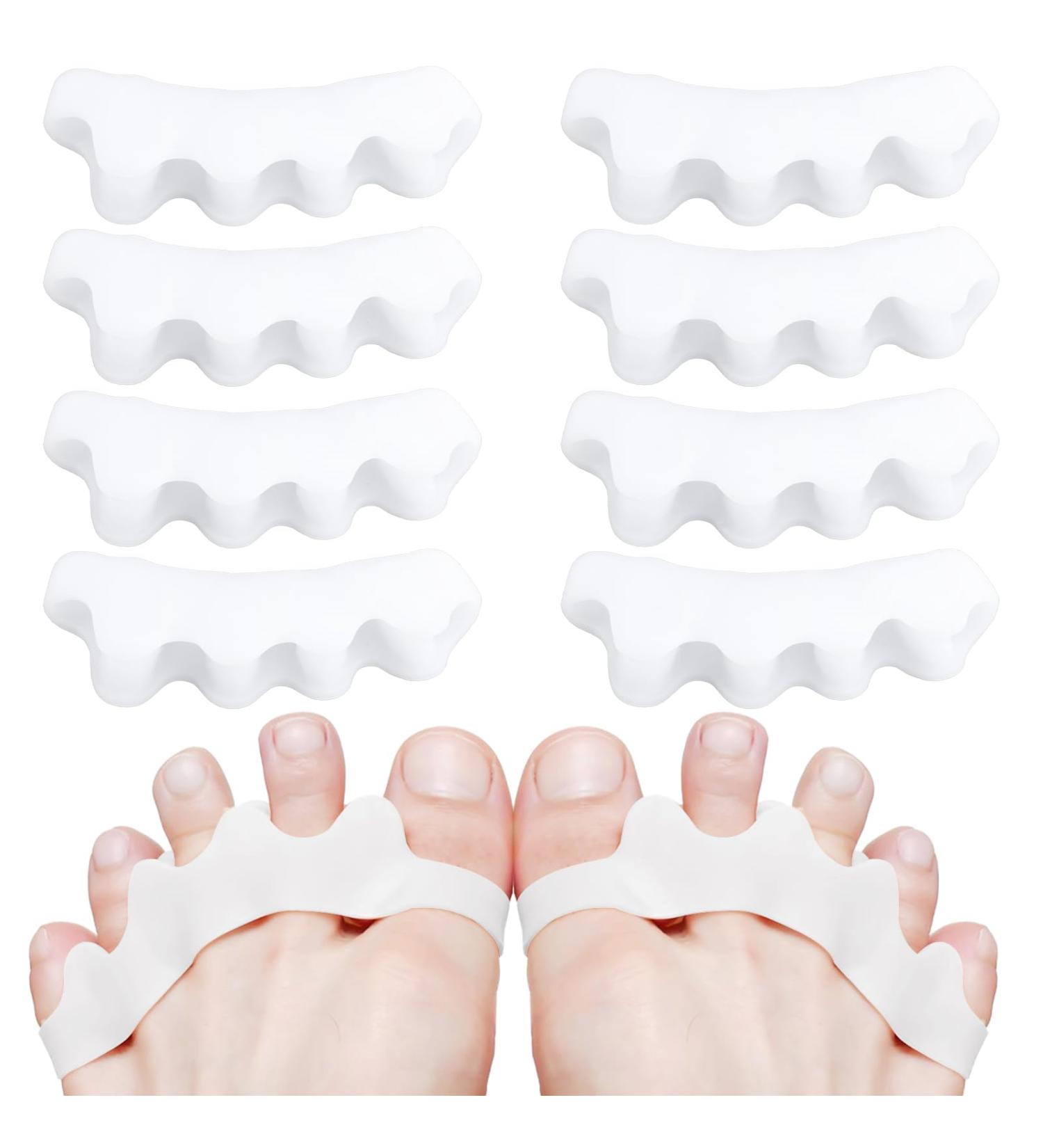 Silicone Toe Spacers 8 Pcs Toe Separators to Correct Toes Hammer Toe Straighteners for Men Women Feet Toe Stretchers for Overlapping Hammertoe Bunion Corrector for Running Yoga Practice - Buy Online on GoSupps.com
