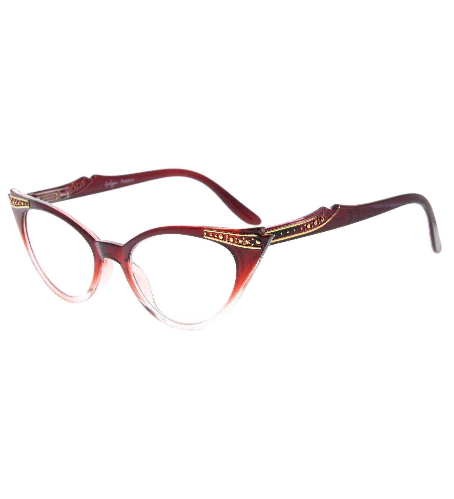 Eyekepper Cateyes Women's Reading Glasses - Red-Transparent 1.75 Strength | Stylish & Comfortable Eyewear - Buy Online on GoSupps.com