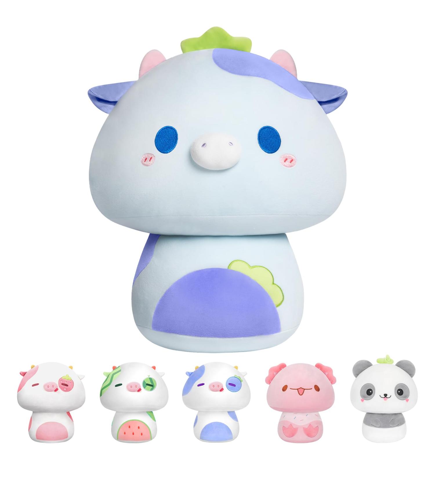 Mewaii 8'' Blueberry Cow Mushroom Pillow Stuffed Animal Plush - Cuddly 8 Inch Toy for Kids - Buy Online on GoSupps.com