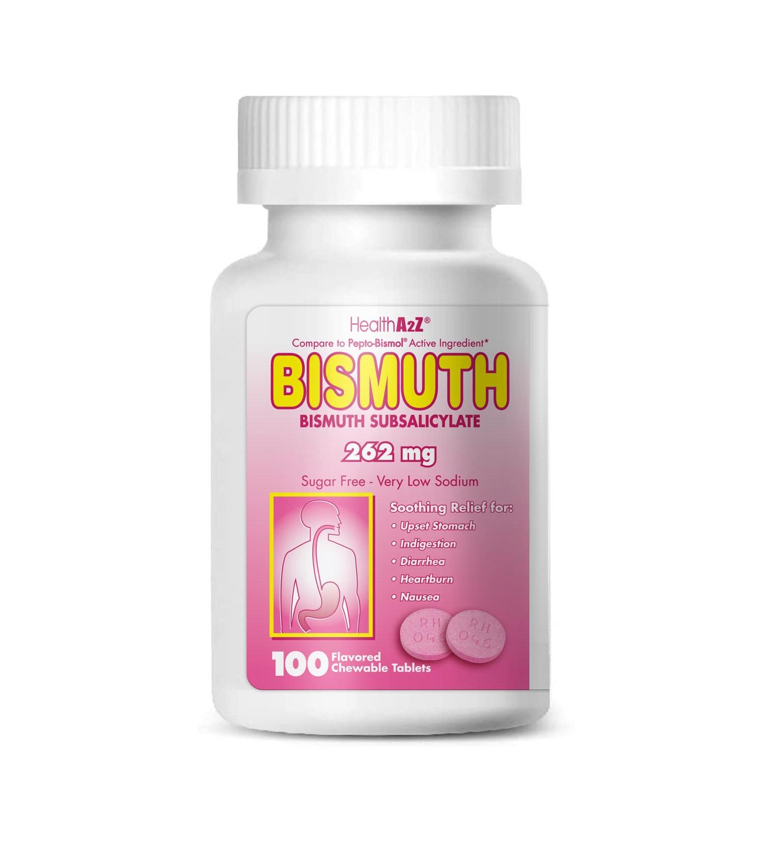 HealthA2Z Bismuth Subsalicylate 262mg - Multi-Symptom Relief for Upset Stomach | 100 Count - Fast Shipping Worldwide - Buy Online on GoSupps.com