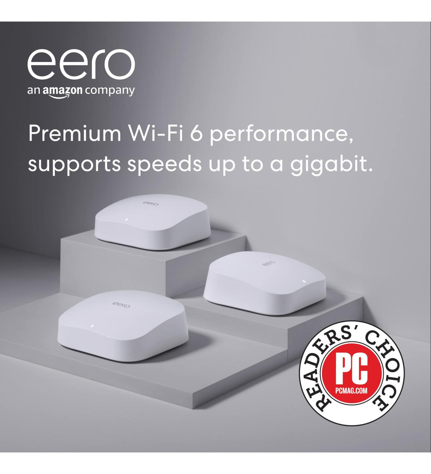 Amazon eero Pro 6 Mesh Wi-Fi 6 System 3-Pack | Gigabit Speeds | Connect 75+ Devices | 6,000 sq.ft Coverage | Fast & Reliable | 2020 Release - Buy Online on GoSupps.com