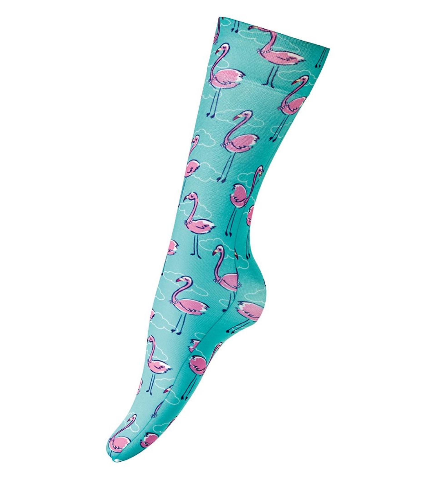 Celeste Stein Therapeutic Graduated Compression Socks Flamingos n Pearls 8-15 mmHg Regular Calf