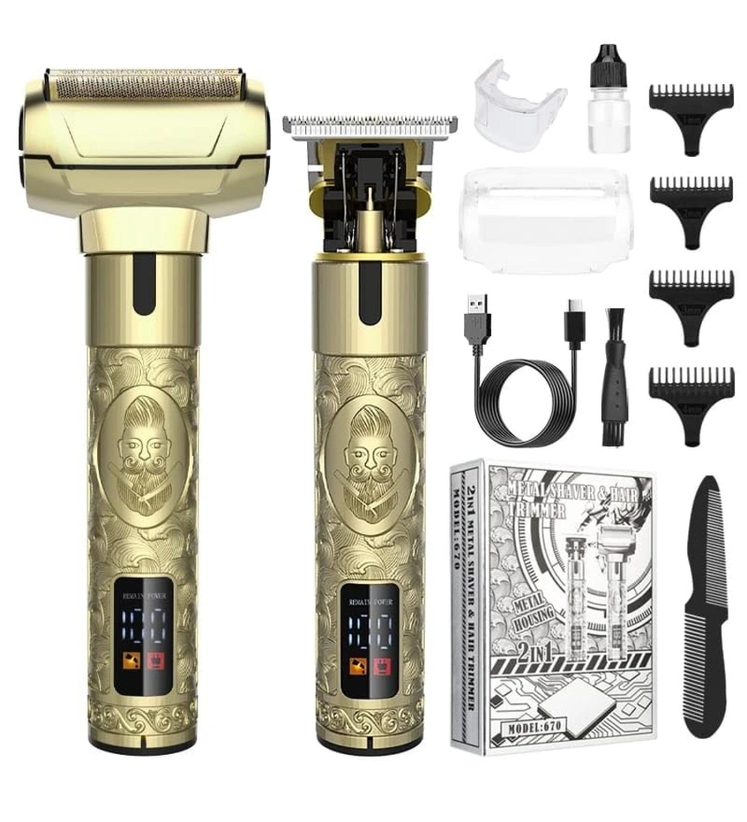 Professional Hair Clipper Kit for Men Cordless Beard Trimmer for Men Electric Hair Trimmer and Foil Shaver Set Barber Trimmer Wi