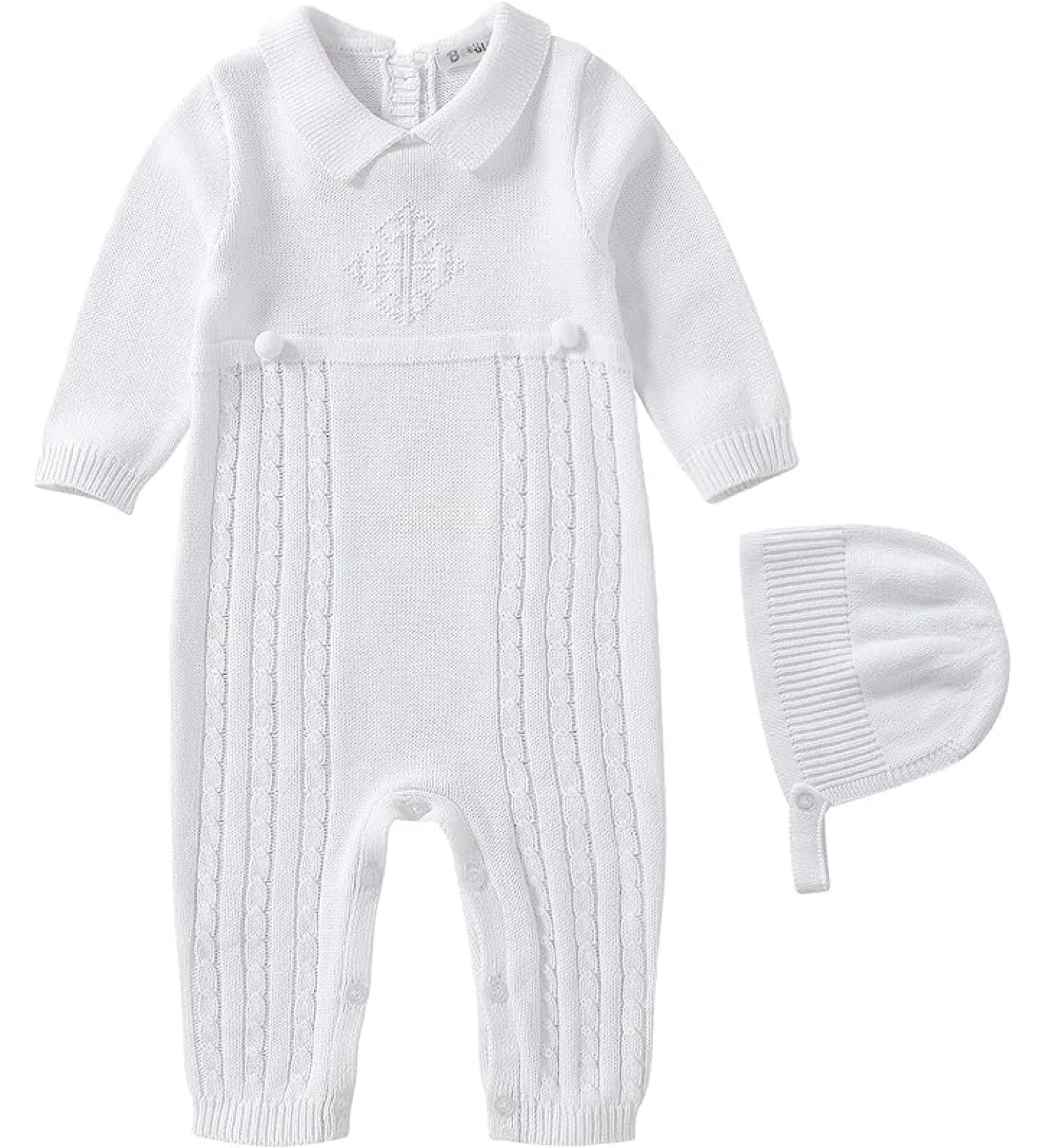 Baptism Outfits for Boys | White Linen Onesie | Christening Church Jumpsuit | 0-18 Months | 3-6 Months - Buy Online on GoSupps.com