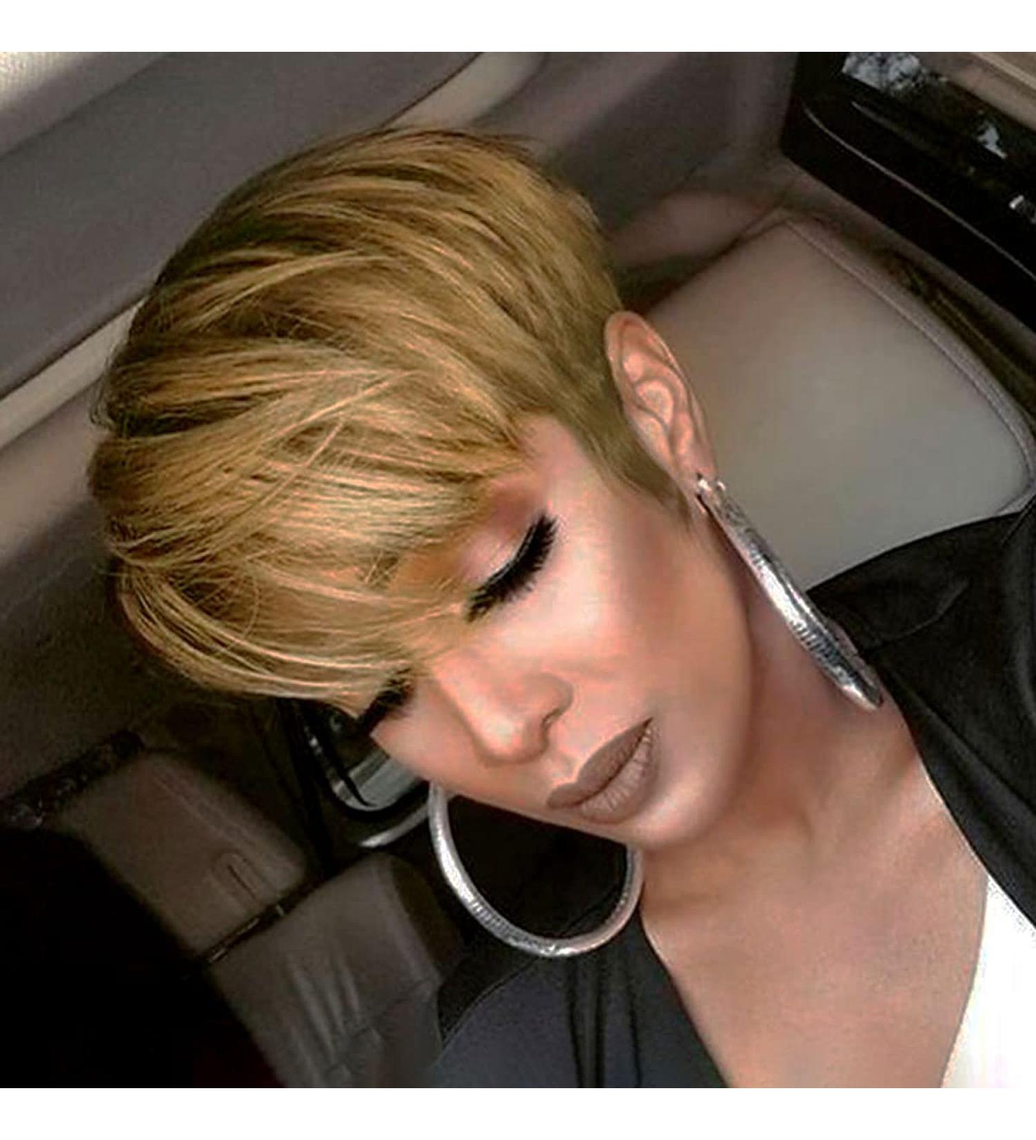 Short Hair Pixie Cut Wig | Natural Black Synthetic Wigs for Women | Cute Short Pixie with Bangs | Straight Slight Layered Wavy | R2/30# Ombre - Buy Online on GoSupps.com