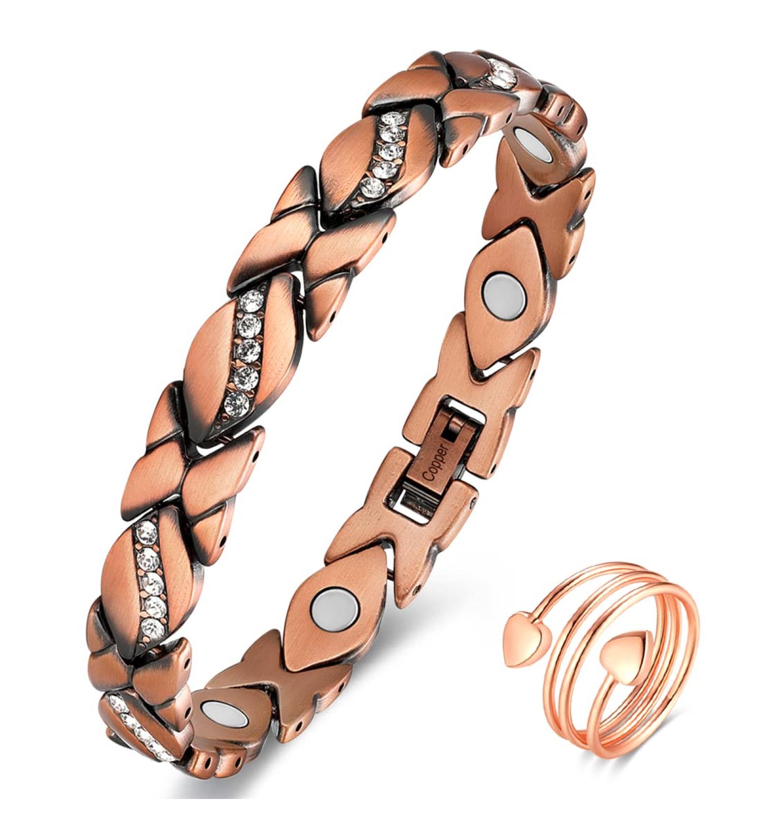 Vicmag Copper Magnetic Bracelet for Women - 99.99% Solid Pure Copper Adjustable Size Gift Box - Shop Now! - Buy Online on GoSupps.com
